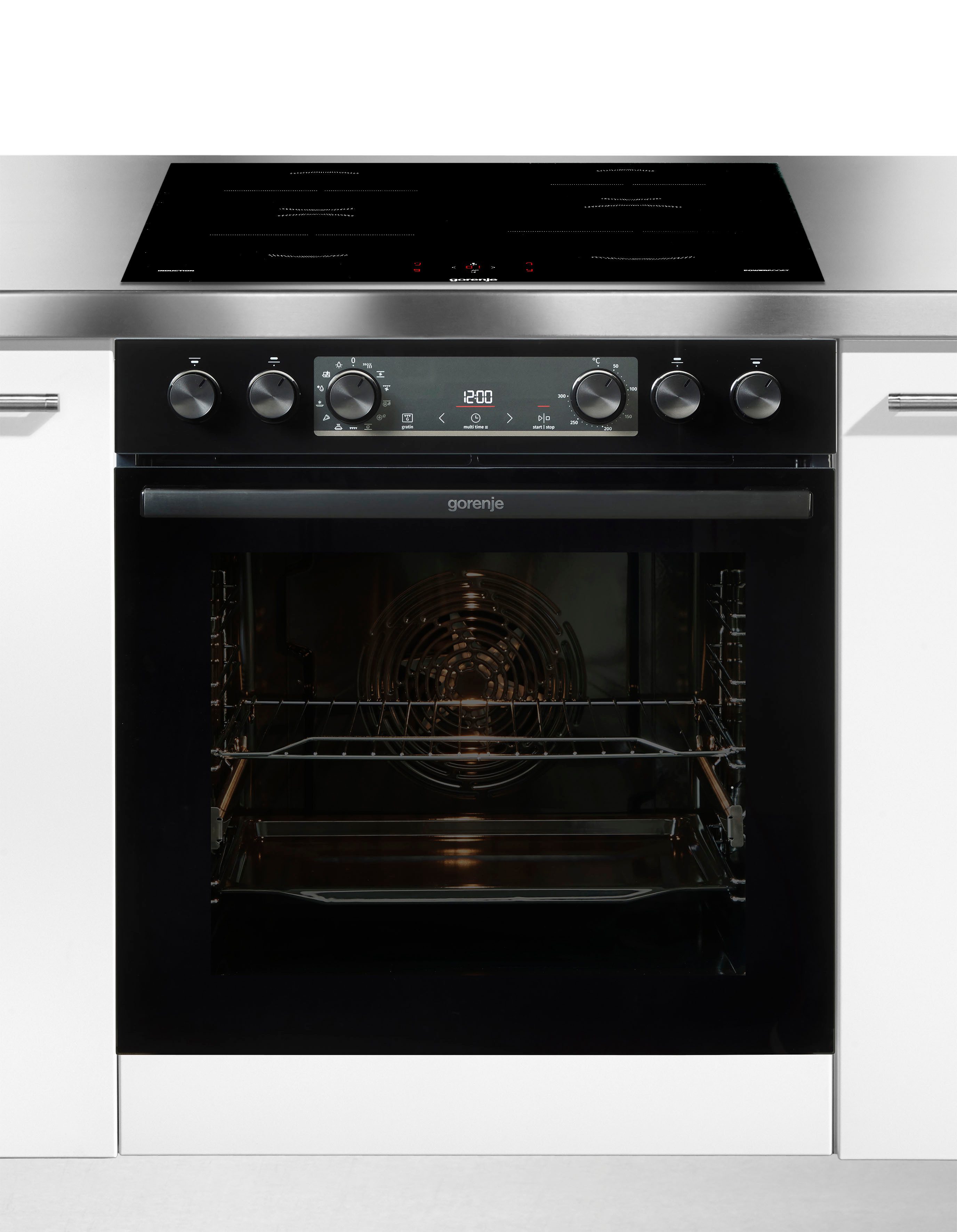 GORENJE Induktions Herd-Set Pacific Induktion 2021, mit 1-fach-Teleskopauszug, Aqua Clean, Pizzafunktion mit 300 °C – perfekt für Pizza, Focaccia und mehr!