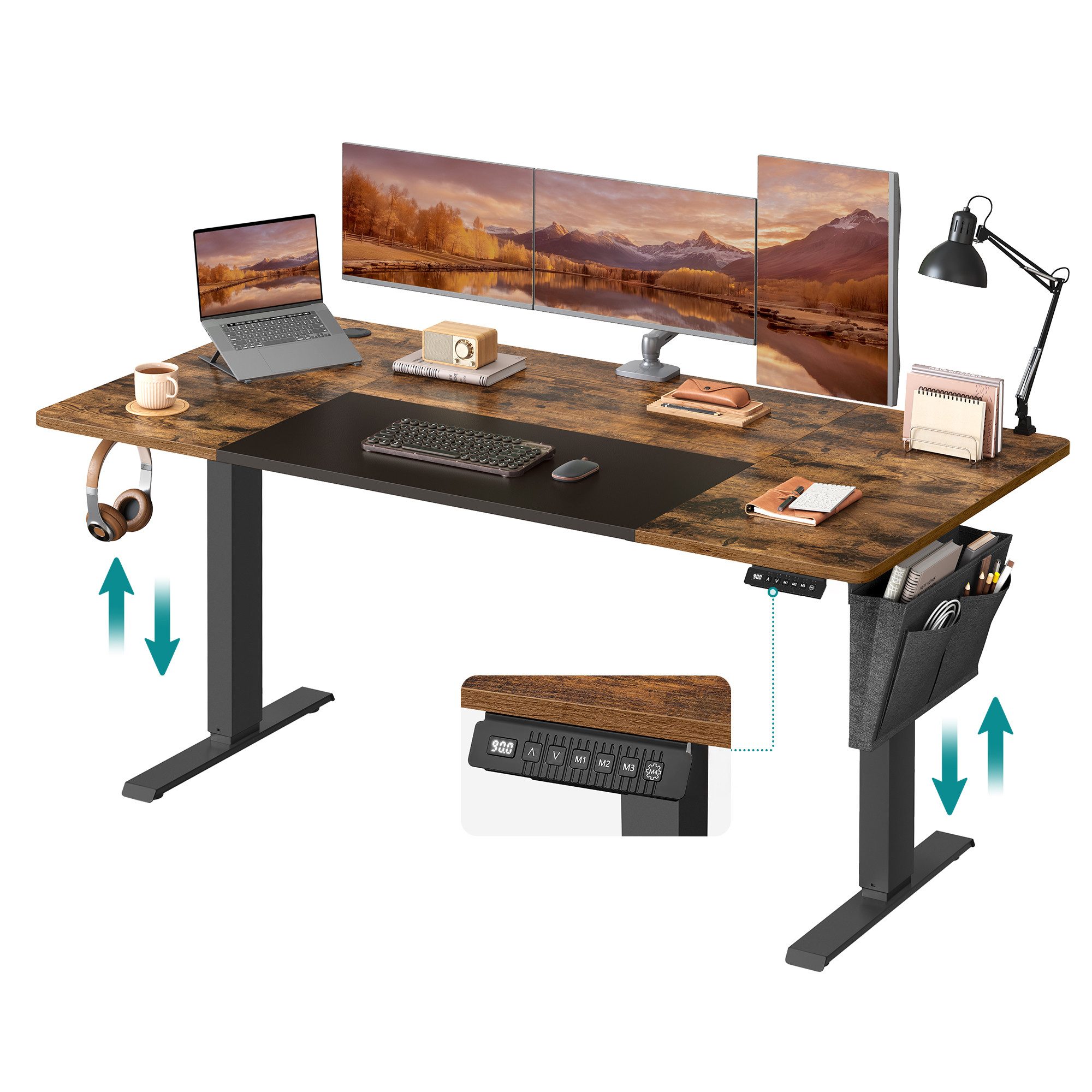 SONGMICS Schreibtisch Höhenverstellbarer elektrisch, USB-C-Anschluss (mit S günstig online kaufen