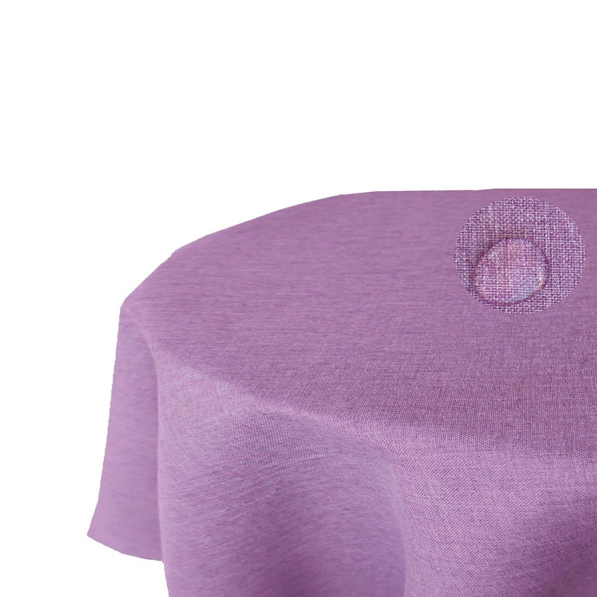 Tischdecke Leinenoptik OVAL Tischdecke uni Gartentischdecke, bügelfrei, Lotuseffekt, gleichmäßige Gewebestruktur