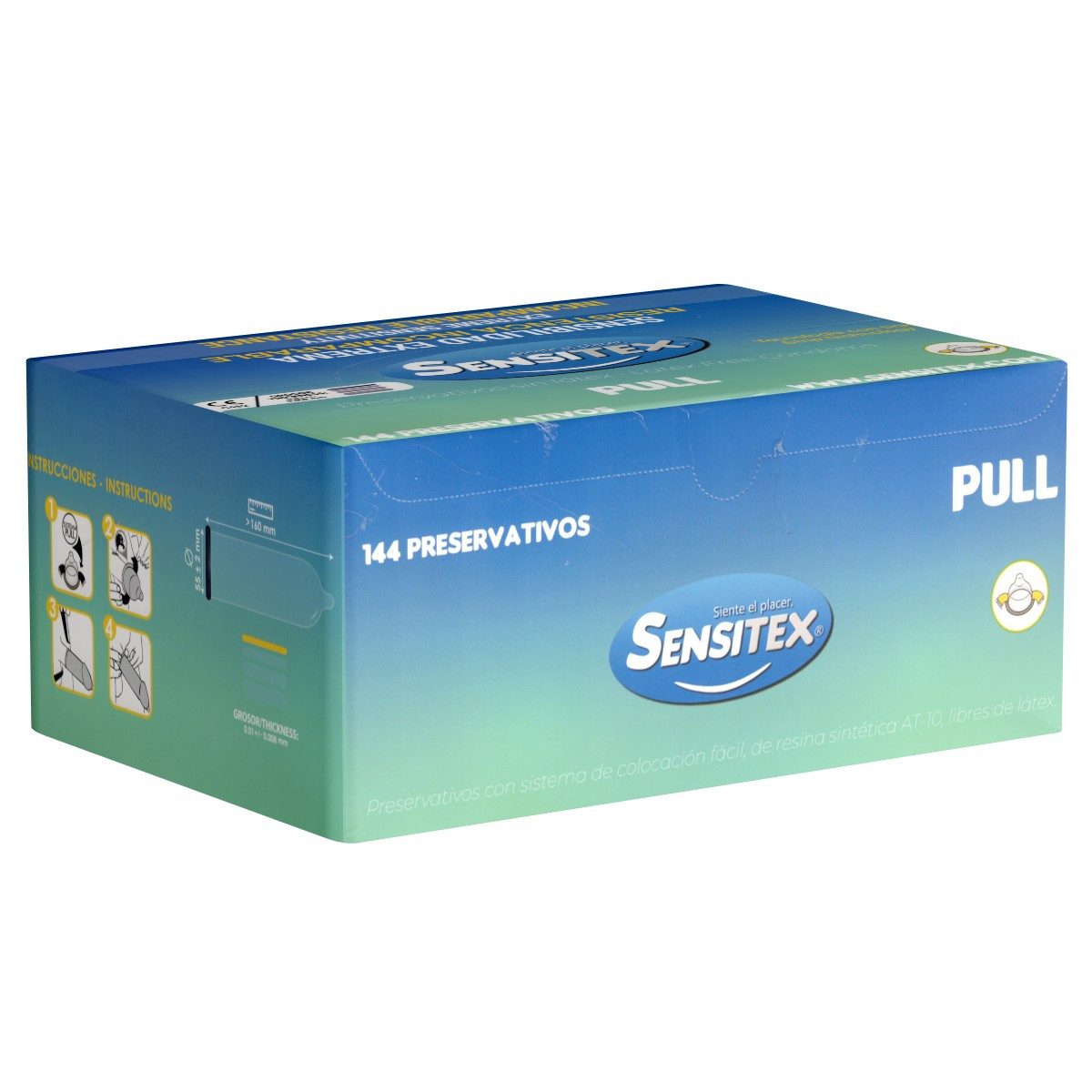 Sensitex Презервативы Pull Packung mit, 144 St., Презервативы für Latex-Всеrgiker, geruchlose, latexfreie Презервативы mit Abziehbändchen