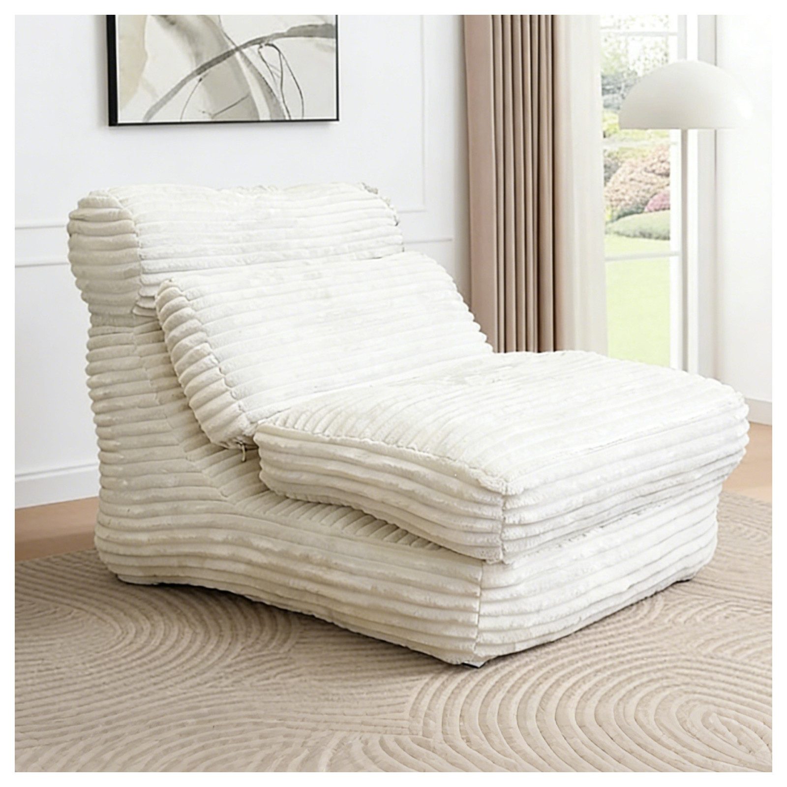 HAUSS SPOLE Schlafsofa mit verstellbar Liegefunktion,Relaxsessel Sessel mit Fußstütze,Weiß