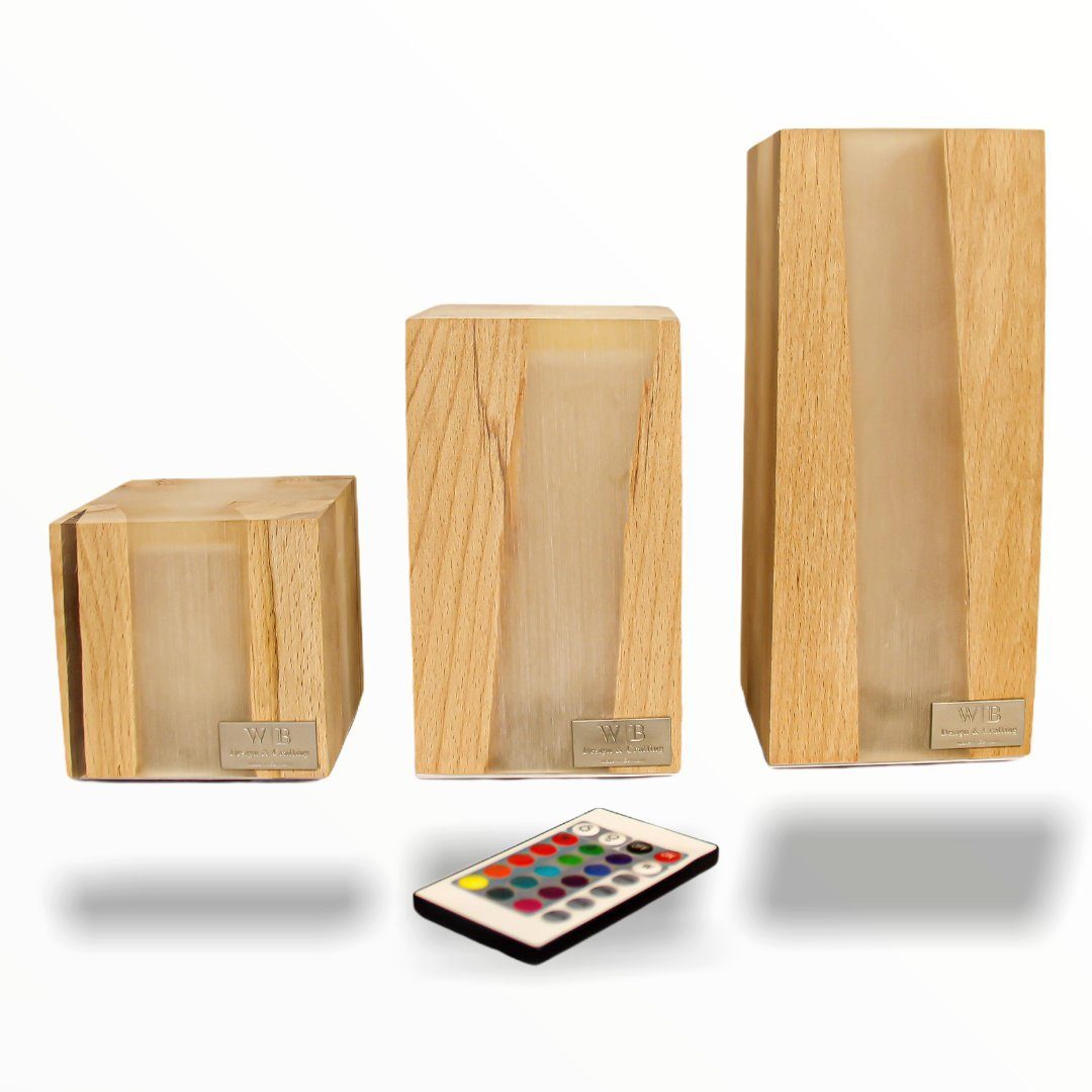 ARTECSIS LED Tischleuchte Design-Tischlampe Cube Farben, viele Holz, Innenraum, Effekte, aus wählbar