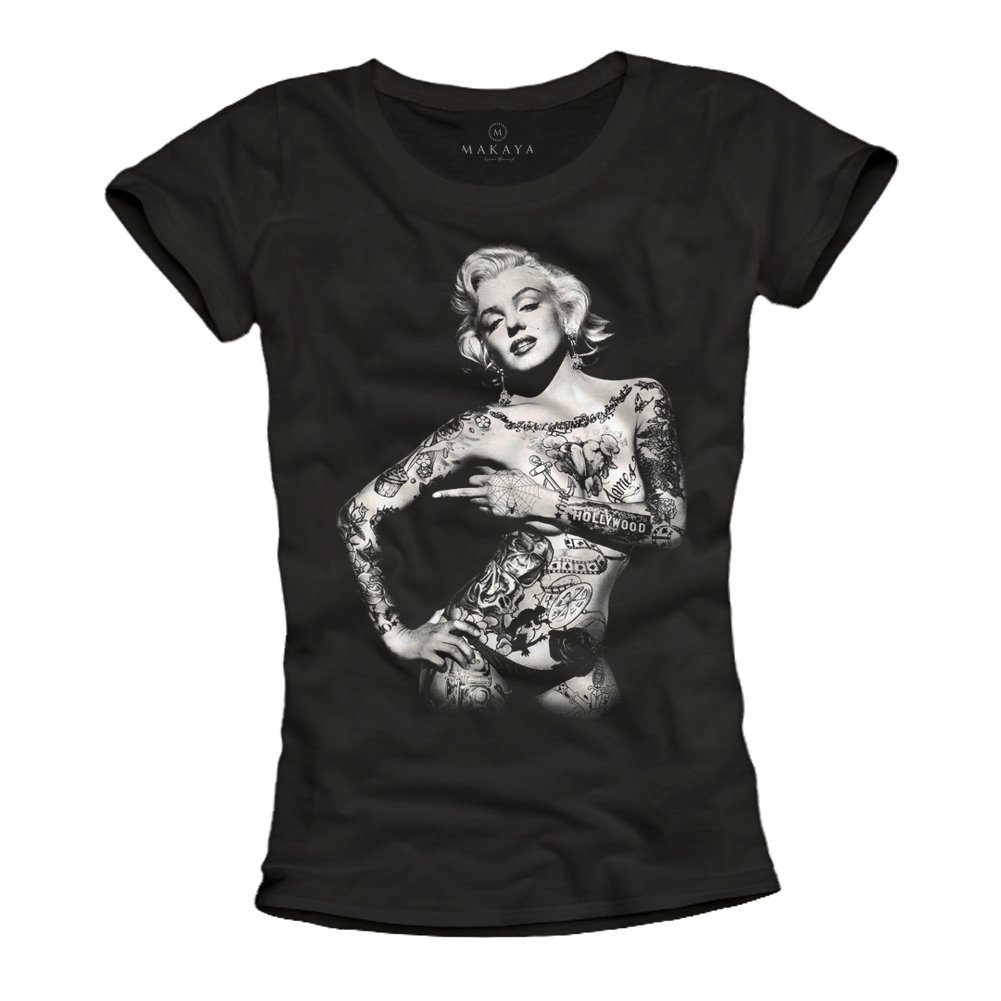 MAKAYA Print-Shirt Damen Marilyn Tattoo Kurzarm günstig online kaufen