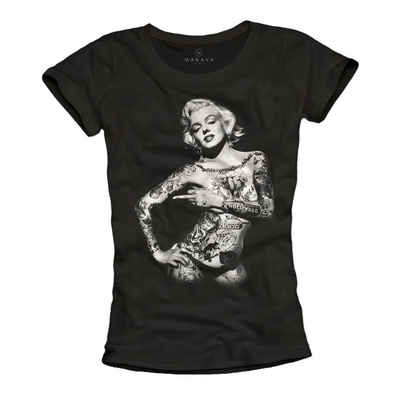 MAKAYA Print-Shirt Damen Marilyn Tattoo Kurzarm Top Coole Lässige Frauen Oberteile Sommer