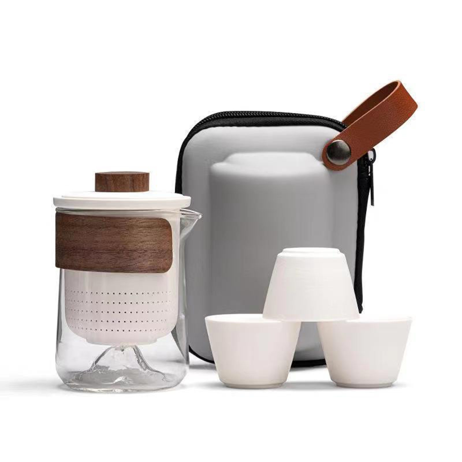 Jumpeak Teeservice Teeset,teeset kanne und tasse,teeset geschenk,4-5-6 tlg,Glas,Keramik (4-tlg), 3 Personen, 3 Farben,Teekanne 300 ml,Teetasse 50 ml,Tragetasche