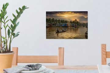 OneMillionCanvasses® Leinwandbild Boot auf dem Thu-Bon-Fluss in Hoi An in Vietnam, (1 St), Wandbild Leinwandbilder, Aufhängefertig, Wanddeko, 30x20 cm