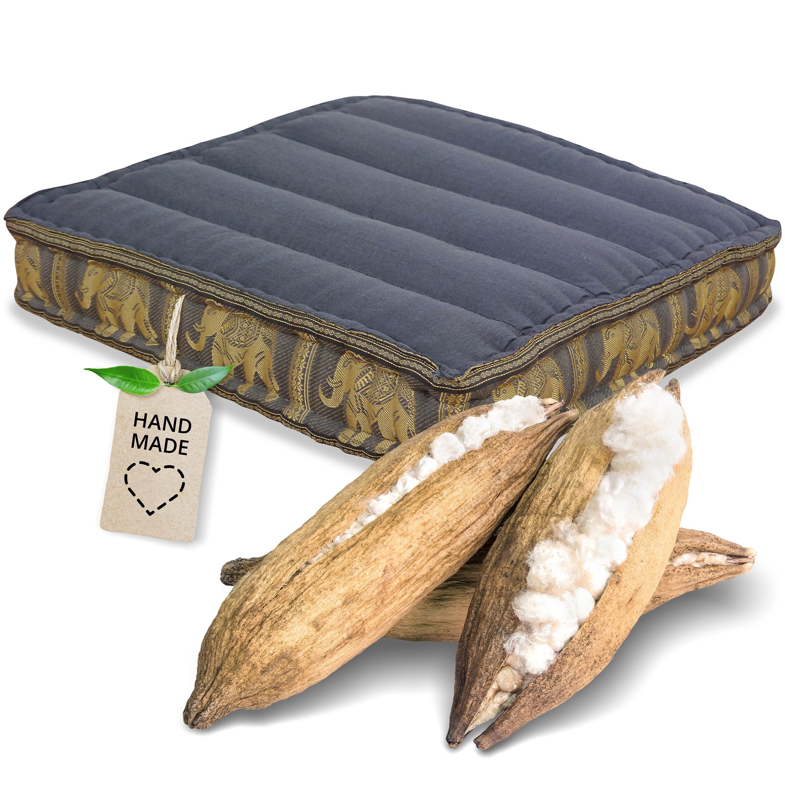 livasia Sitzkissen Подушка сиденья на полу (Deluxe) vegan und handgefertigt, 50x50x10cm, Kapok