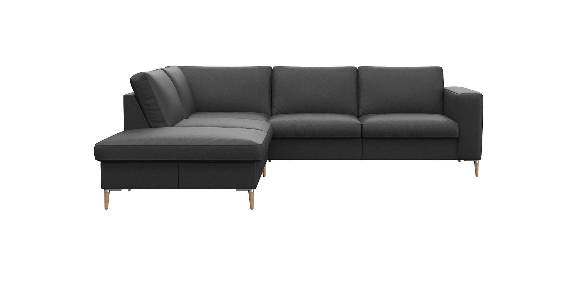 FLEXLUX Ecksofa Fiore, L-Form, breite Armlehnen, Füße Alu/Eiche, B/T 241/225 cm, Kaltschaum im Sitz