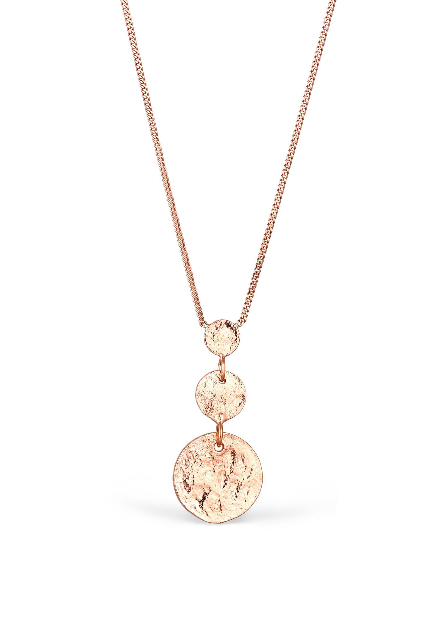 Kette mit Anhänger Anhänger Plättchen Strukturiert 925 Sterling Silber Rosegold