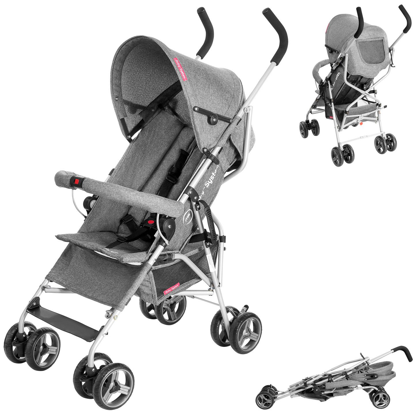Moby-System Kinder-Buggy Moby-System Barton Buggy Kinderwagen Reisebuggy Grau, FOLDABLE LOCKER STROLLER