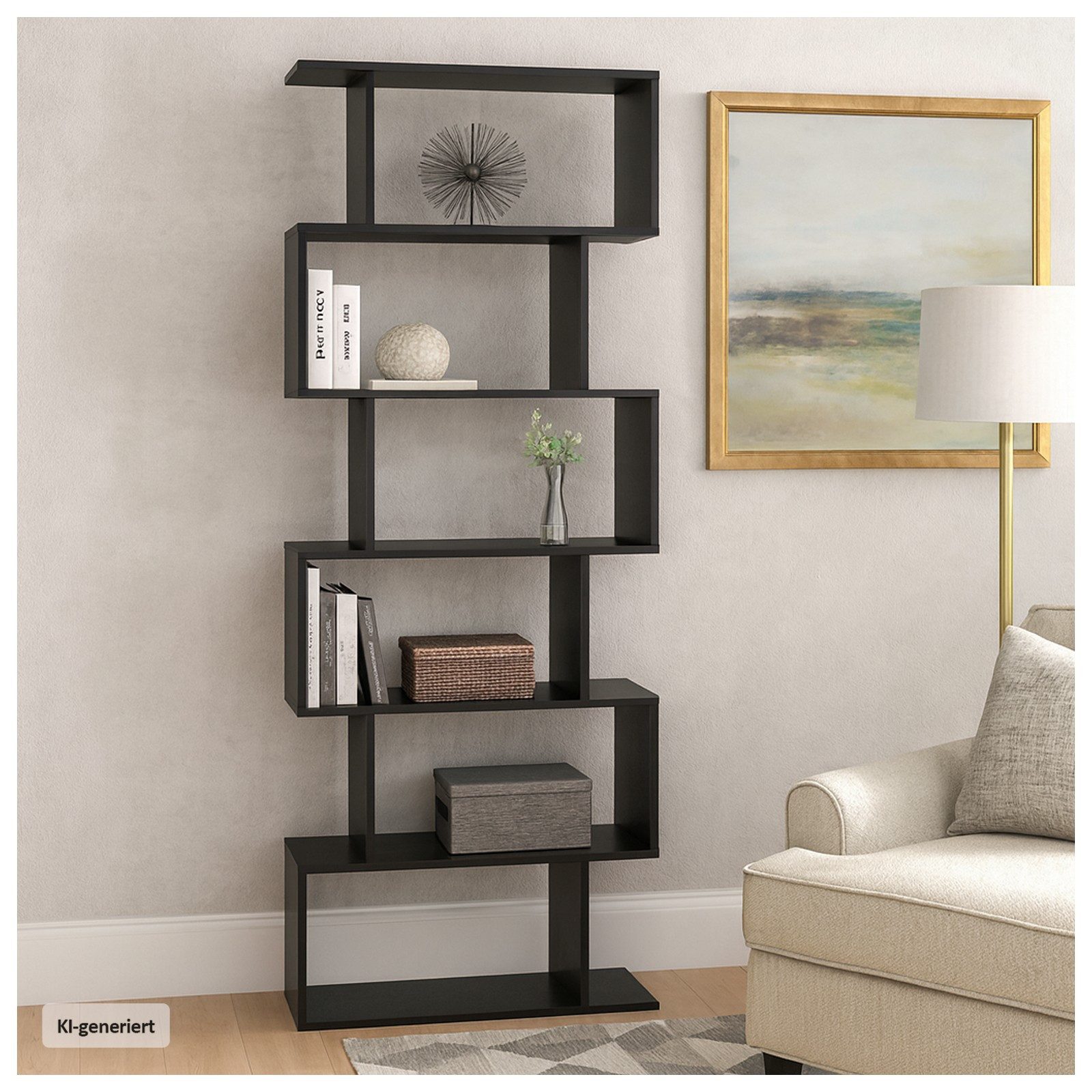 HTI-Living Bücherregal Regal 70x189 Thekla Schwarz, Stück 1-tlg., Standregal mit 6 Fächern Raumteiler