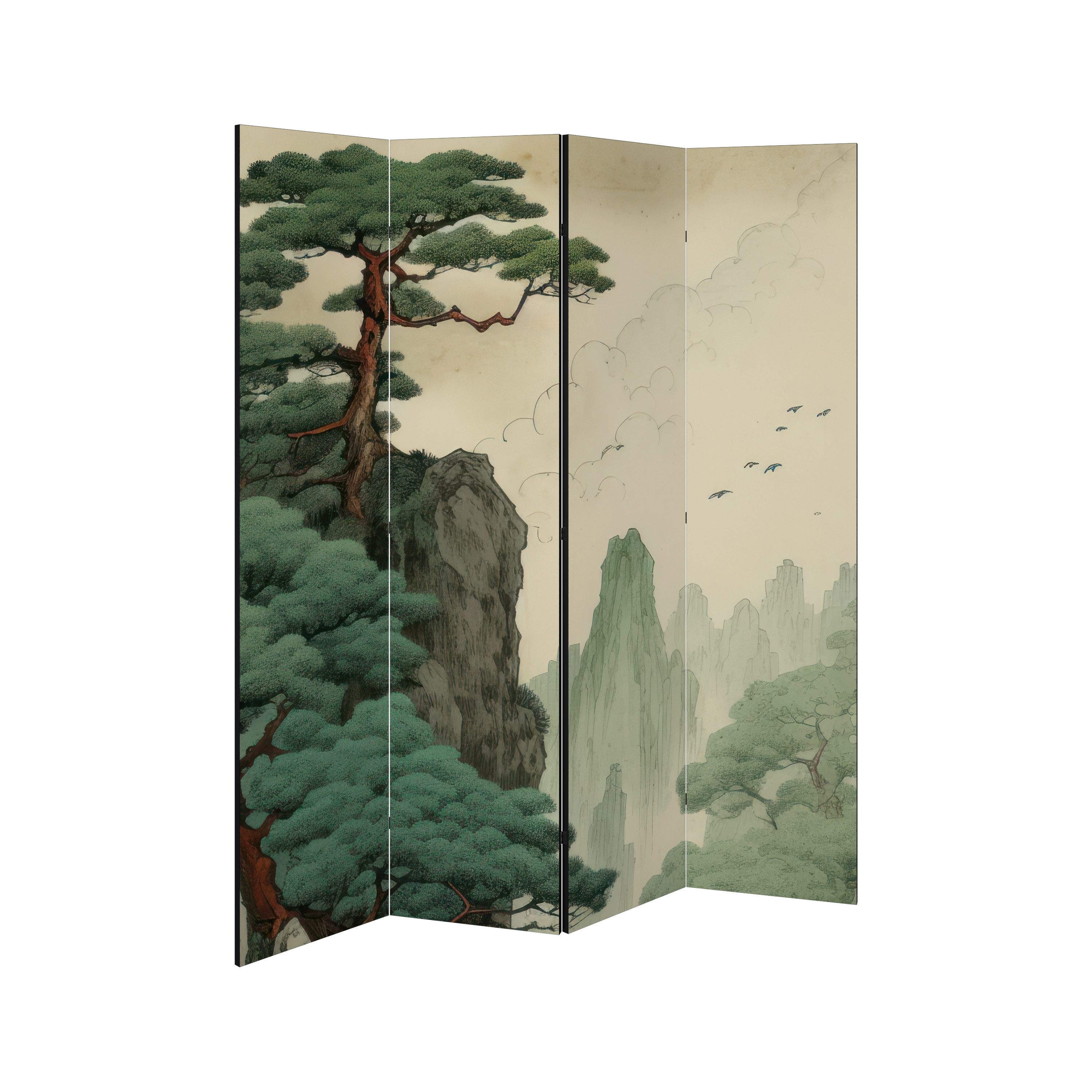 SPACEREBELS Paravent VERDURE ABYSS (4 St), Raumteiler mit 4 Paneelen, beidseitig bedruckt, 152 x 168 cm