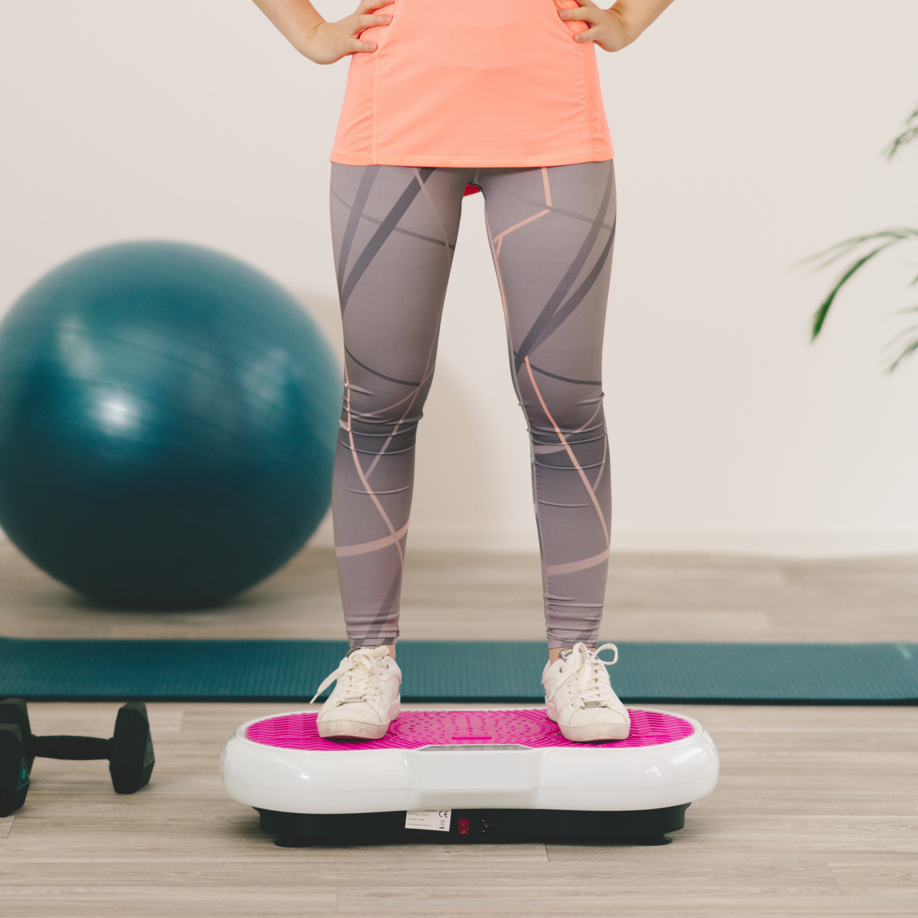 Abnehmen Power Vibrationsgerät, Vibrationsboard Bluetooth Coradoma 300,00 zum Dehnbändern Vibrationsplatte Rüttelplatte (mit Fitness Oszillation W, mit und Trainingsbänder),