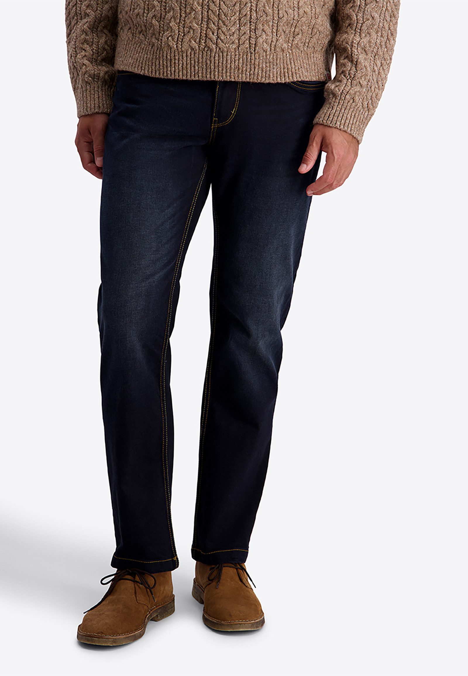 TIMEZONE Slim-fit-Jeans Schmaler Beinverlauf Zip-Fly 5-Pocket für Herren (1-tlg) Mittlere Leibhöhe, Used-Waschung, Dezente Kontrastnähte