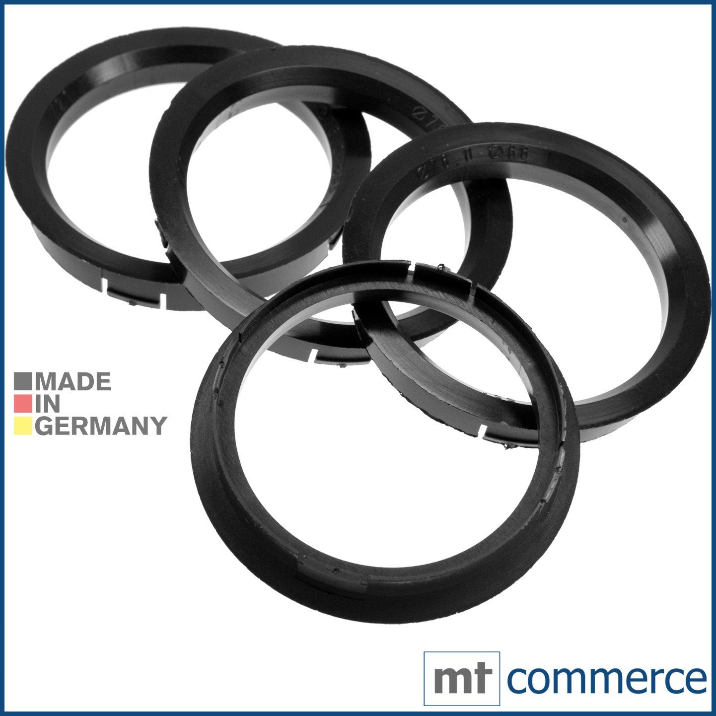 BRANDT AUTOMOTIVE Reifenstift 4X Zentrierringe schwarz Felgen Ringe Made in Germany, Maße: 76,0 x 66,1 mm