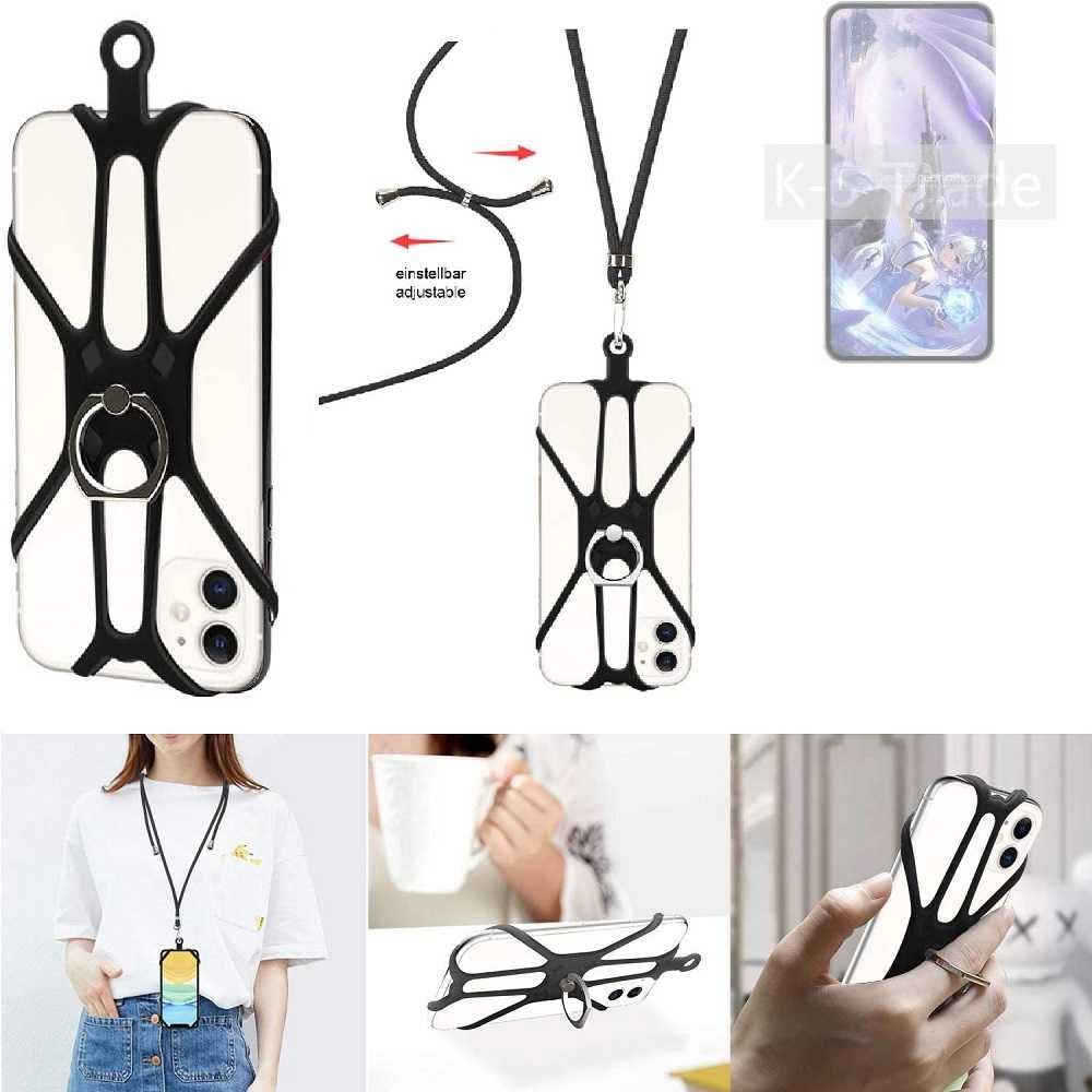 K-S-Trade Handyhülle für nubia Neo 3 GT 5G, 3in1 Handykette Handyband Handykordel Halsband Smartphone-Ring