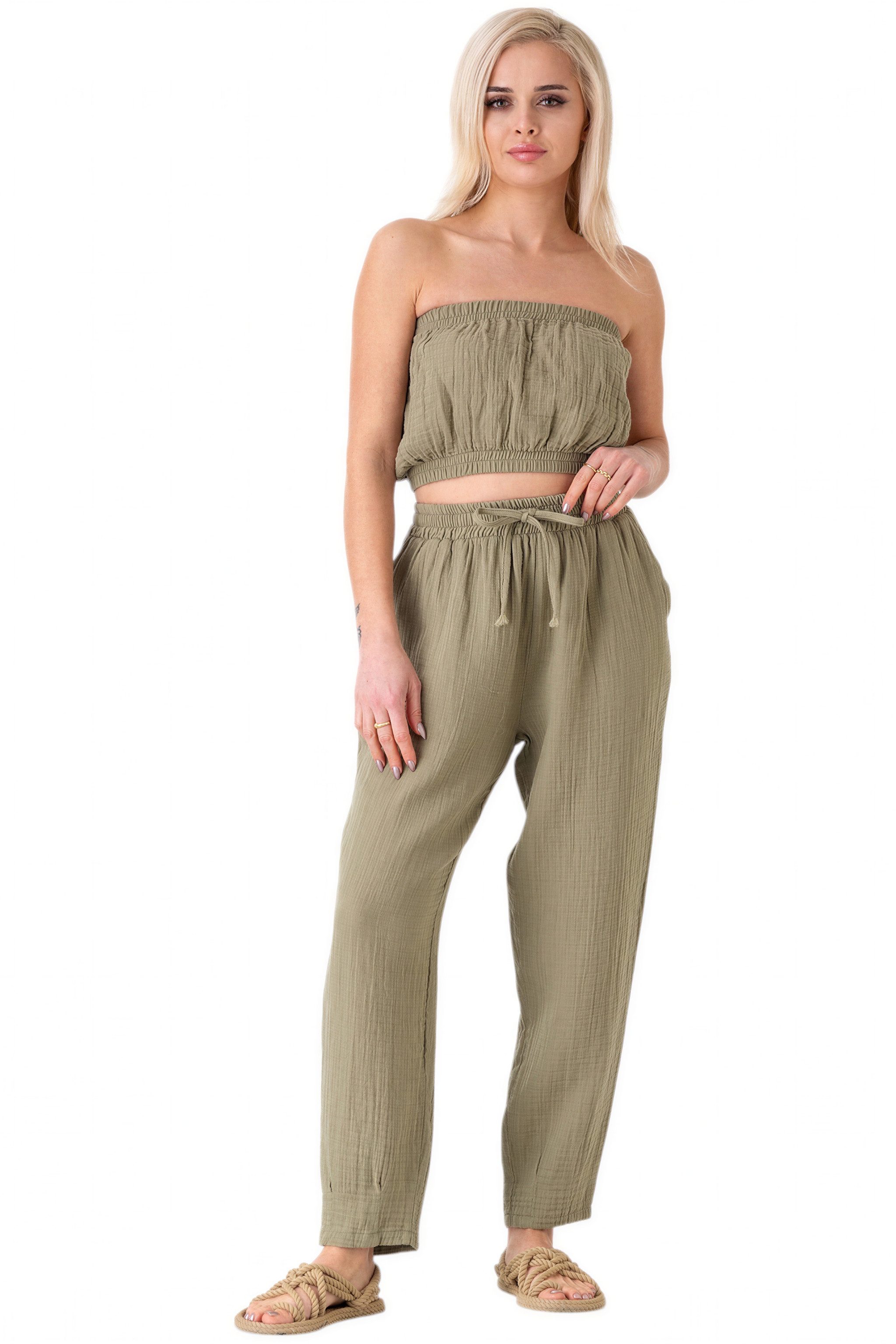 WENOR Schlupfhose Musselin Damen Hose 100 % Baumwolle Sommerhose elastische günstig online kaufen