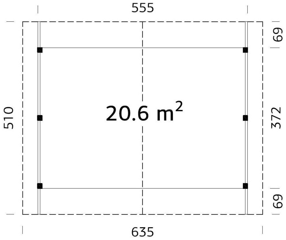 BxT: cm Palmako Einzelcarport Robert, 635x510