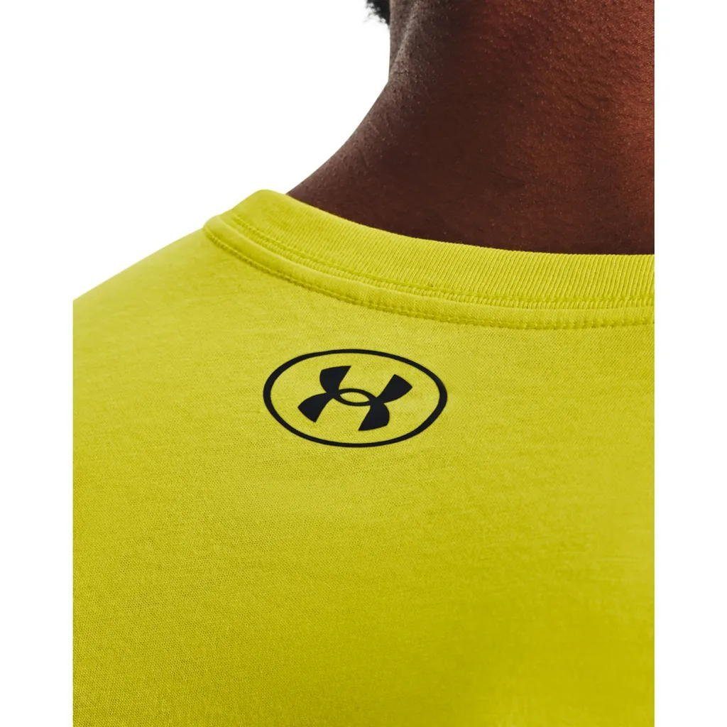 Under Herren T-Shirt UA Kurzarm-Oberteil Team Armour® Wordmark Issue Neongelb