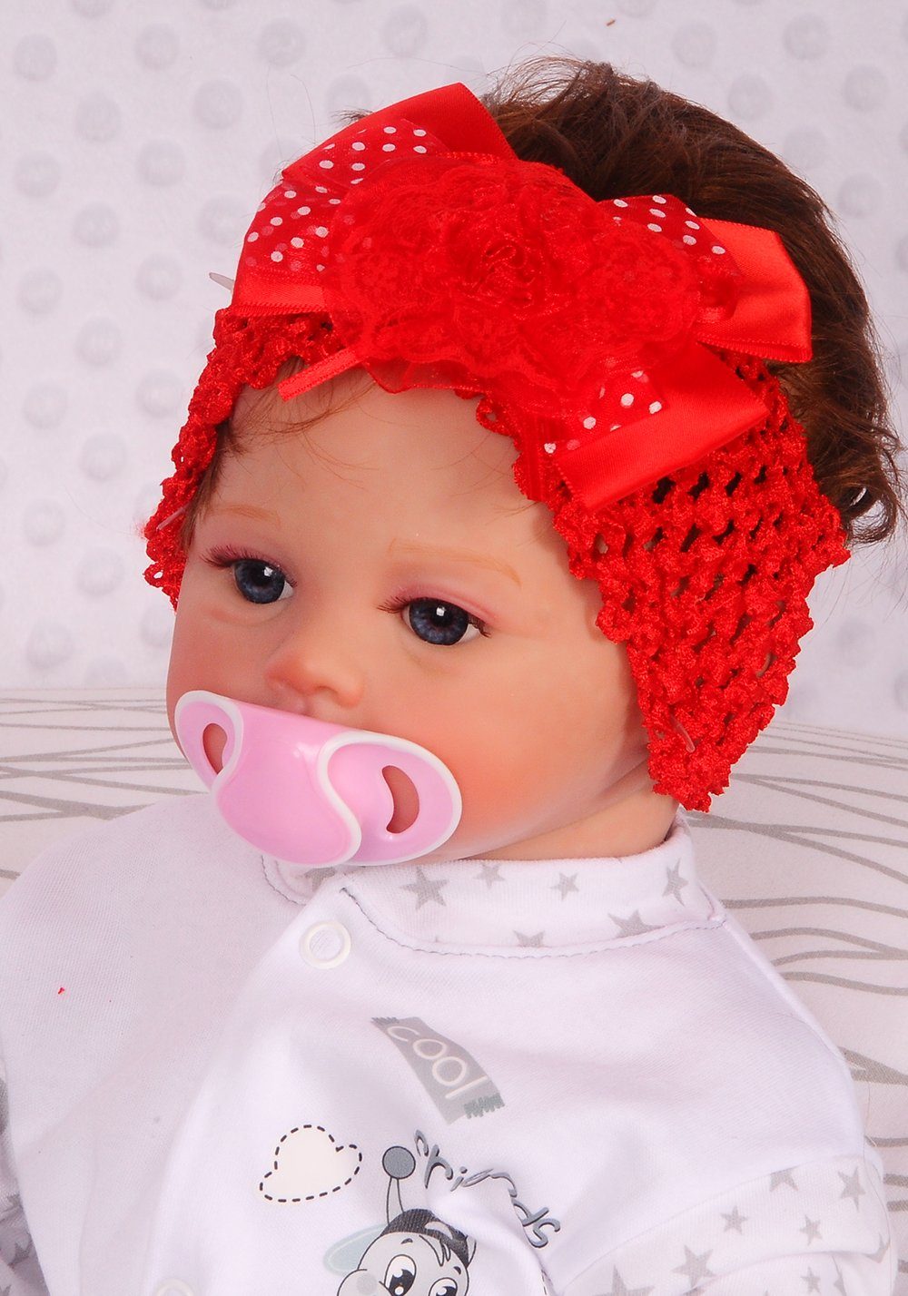 Kopfband Stirnband elastisch 0Mon Kinder Rot Nr.2 Baby Kopfschmuck und ab in Stirnband Rot