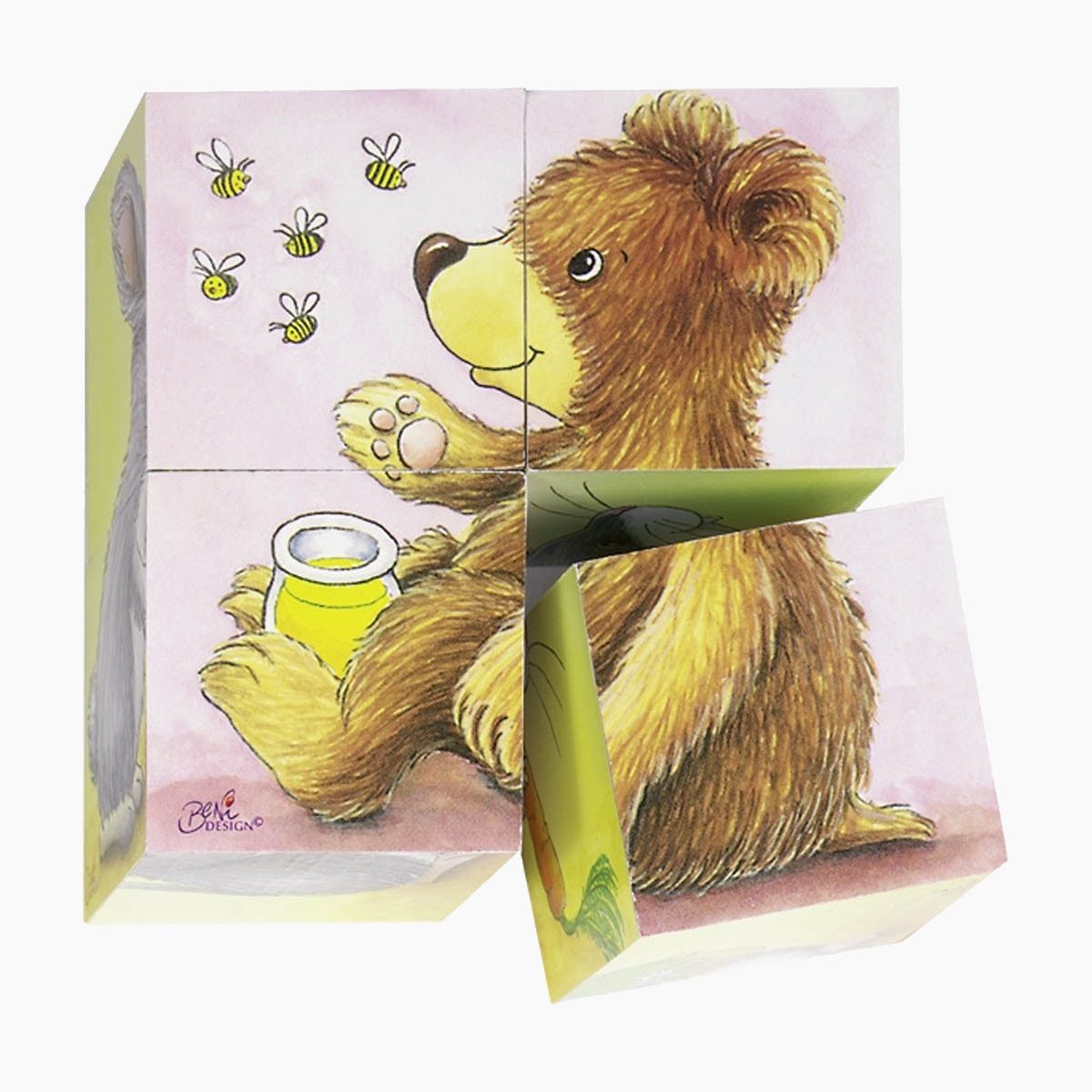 goki Würfelpuzzle Würfelpuzzle Tierkinder, 4 Пазлыteile, Sechs verschiedene Motive