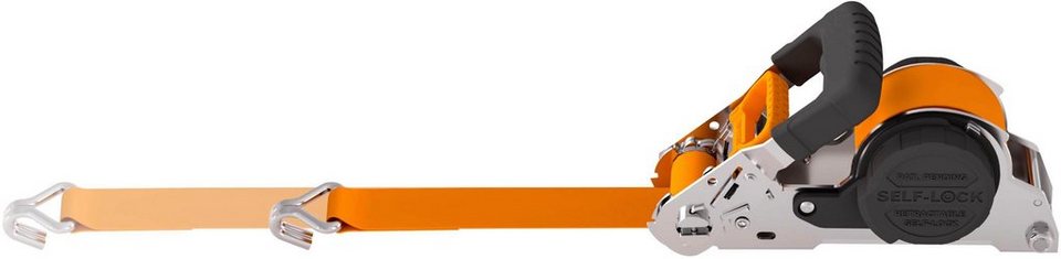 Petex Spanngurt Automatik-Ratschenspanngurt 1-teilig, 5 m, 35 mm, 1000/2000  daN mit Doppelspitzhaken, selbstaufrollend, orange