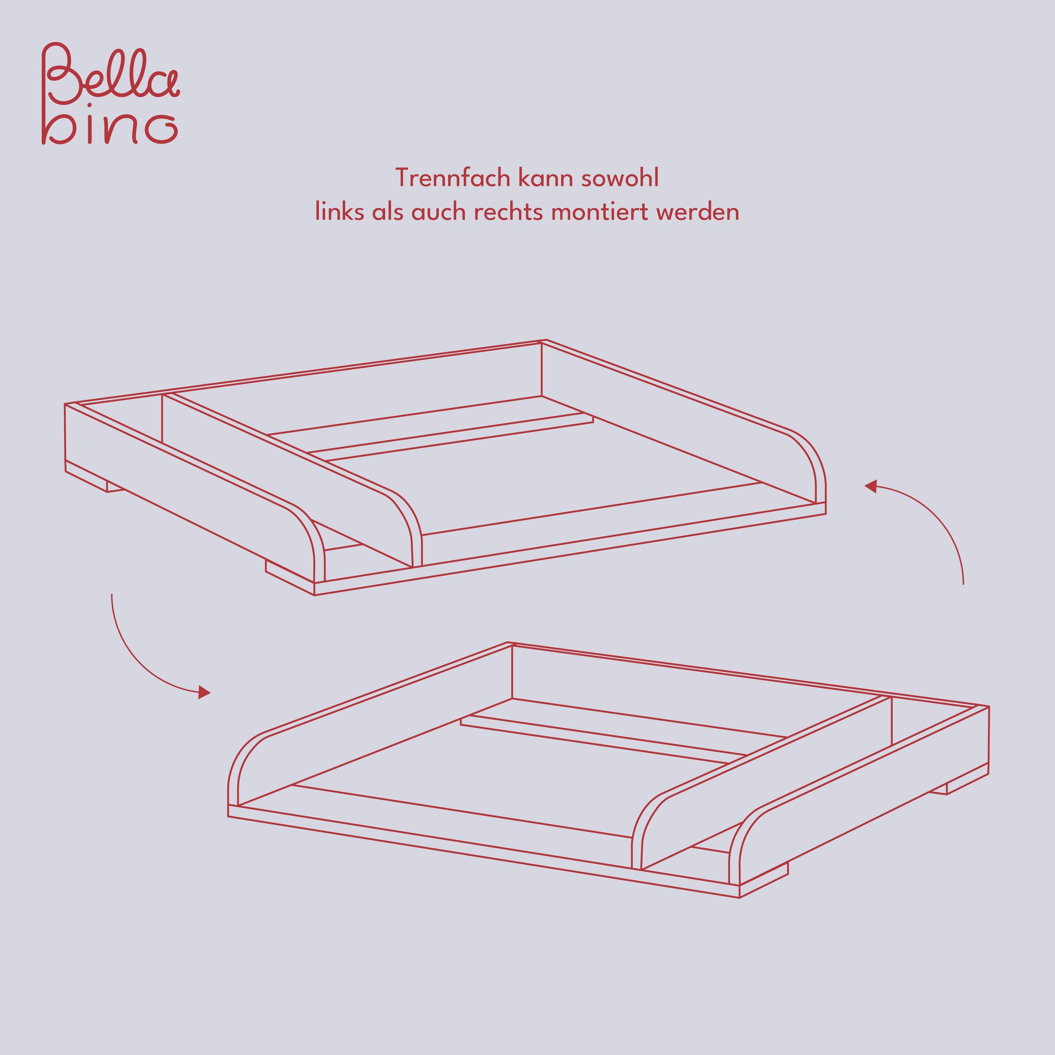 Bellabino Wickelaufsatz Oti, für IKEA Kommode Malm, Hemnes, Nordli, mit Trennfach