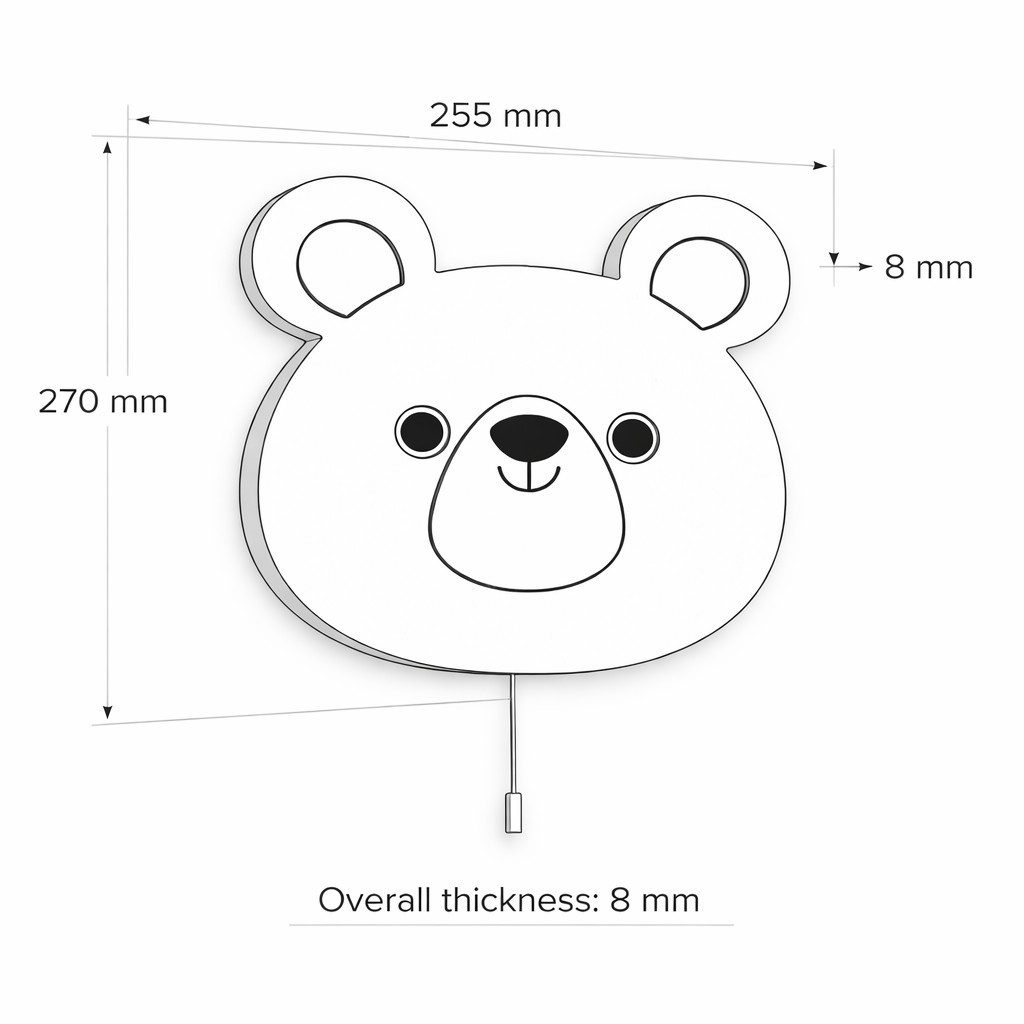 COZYCOLLECTIONS LED Wandleuchte Handbemaltes LED-Wandnachtlicht „Bär in Holzoptik, LED, Warmweiß, Montessori: ruhige Farben, klare Form, sanftes Licht