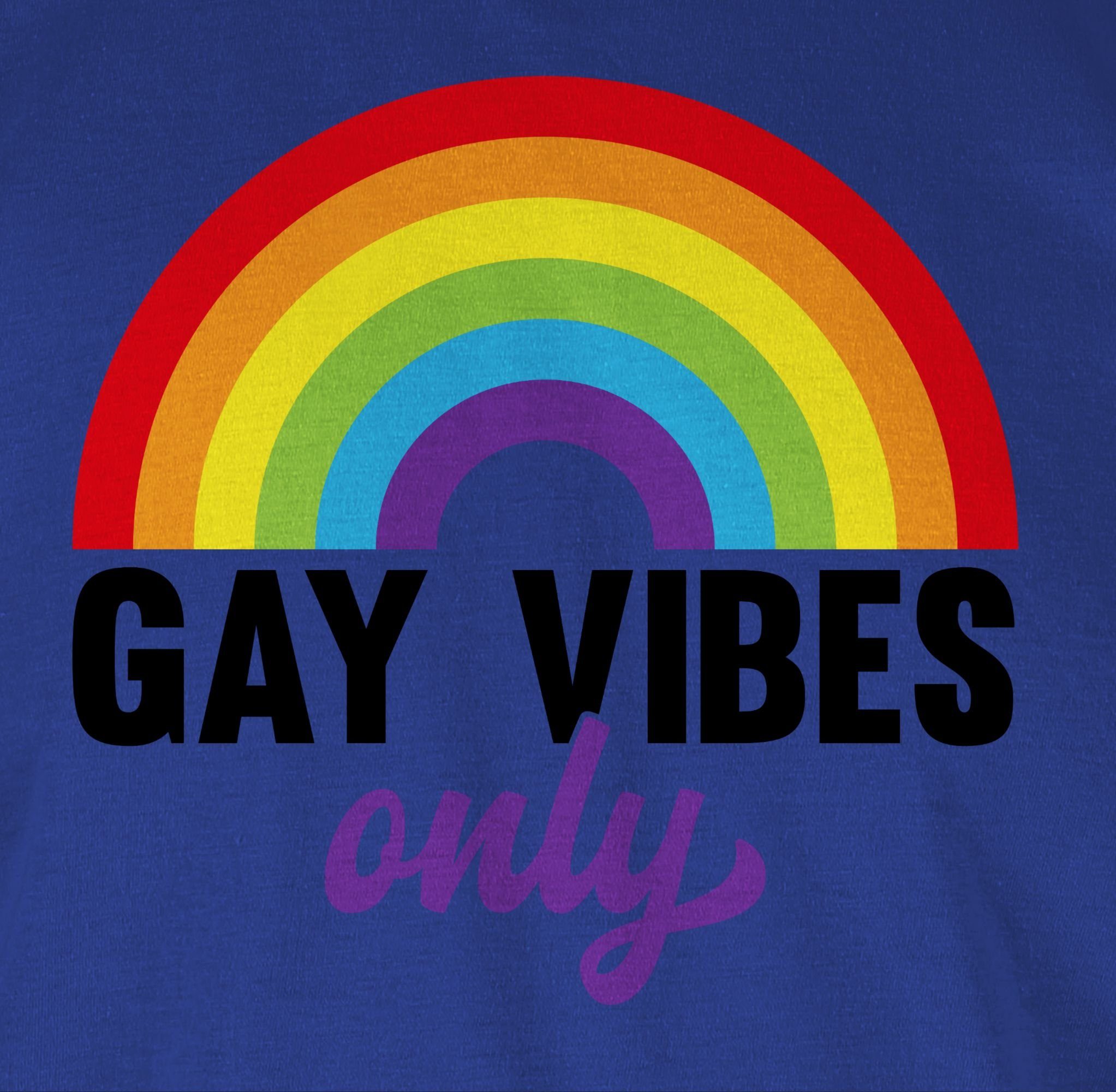 03 T-Shirt - Regenbogen Vibes Kleidung Shirtracer Only Royalblau Gay LGBT