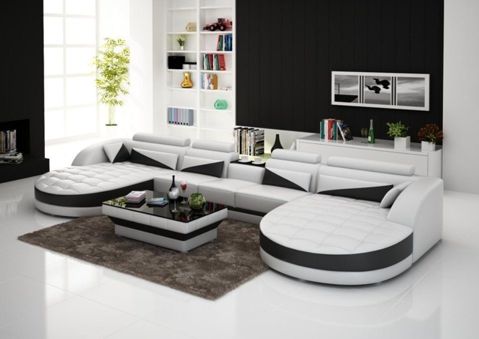 JVmoebel Ecksofa, Couch Wohnlandschaft Modern UForm Eck Sofa Sofas Eck Design Leder