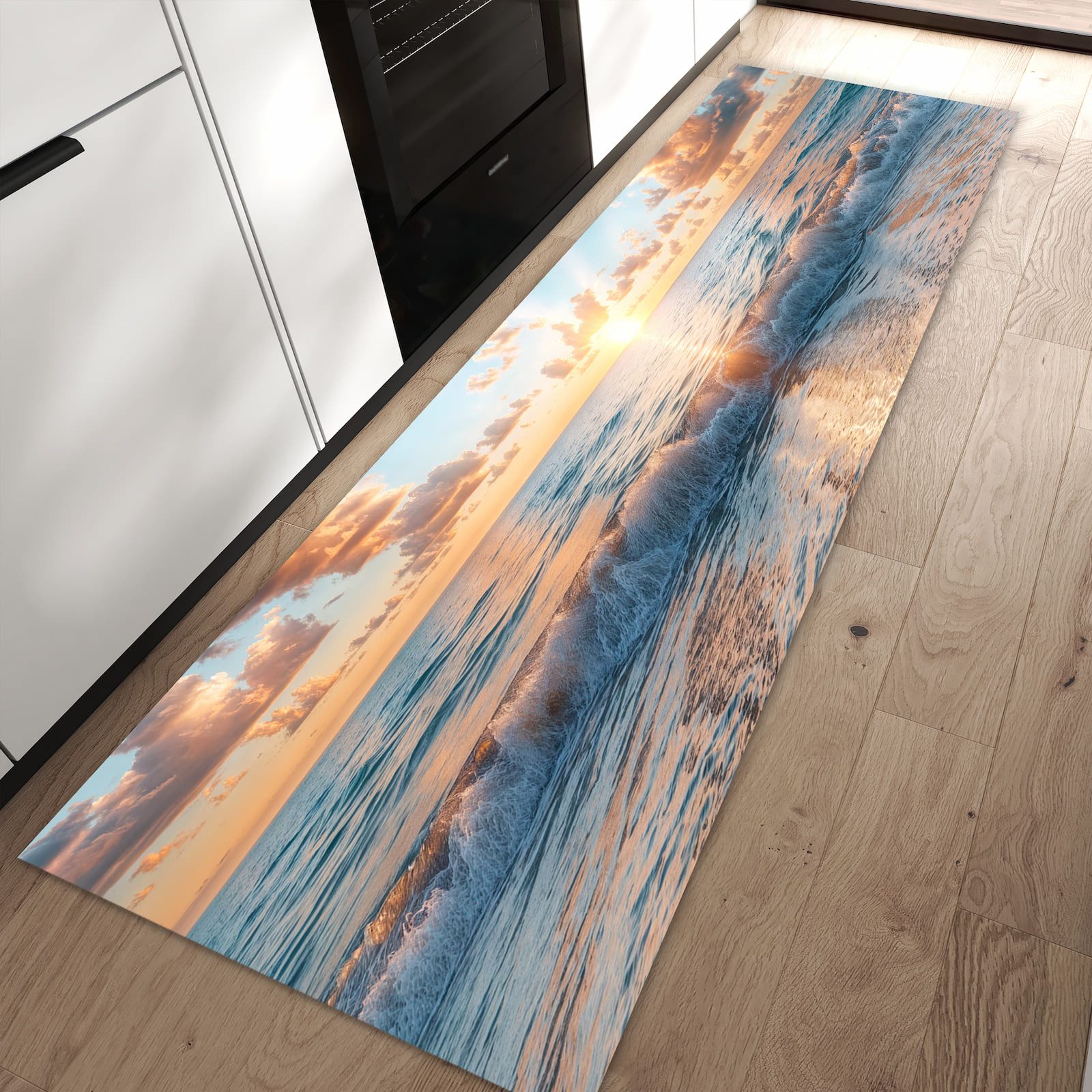 Primedeco Teppich Küchenteppich Strand Sonnenuntergang PVC rutschfest abwas günstig online kaufen