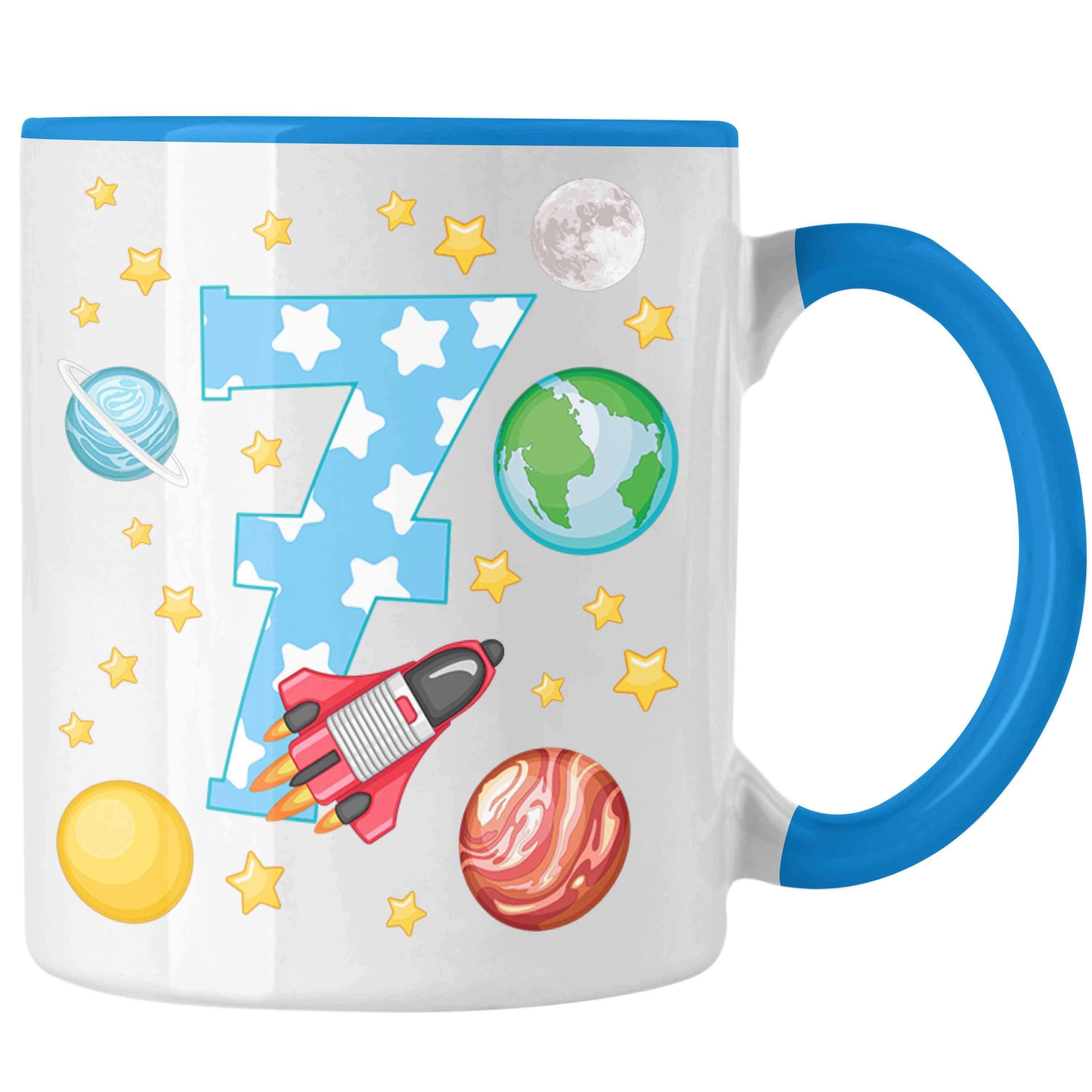 Trendation Tasse Trendation - 7. Geburtstag Tasse Geschenk Becher Siebter Bday Geschenkidee 7 Jahre Alt Junge Mädchen Kakaotasse Blau