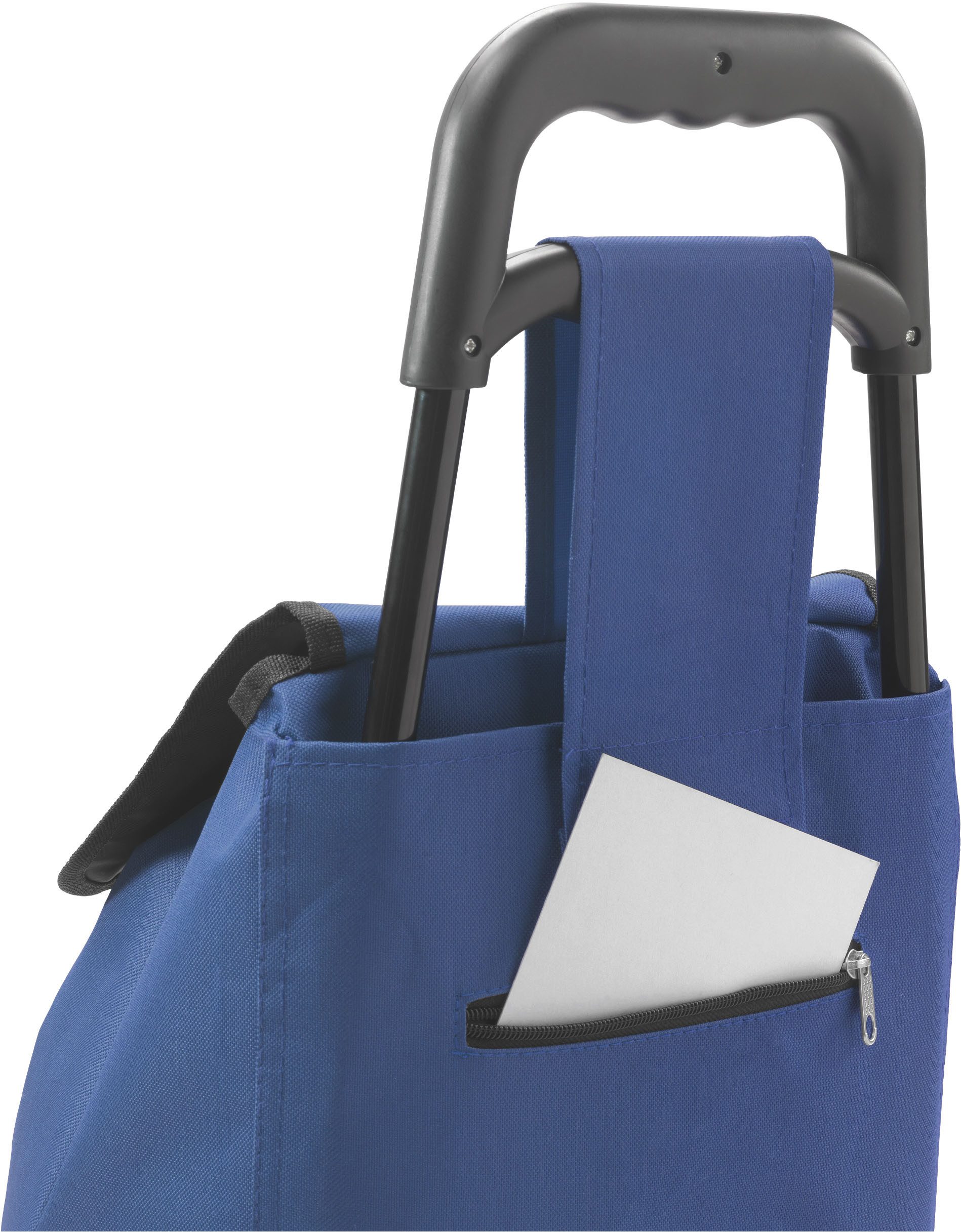 Metaltex Einkaufstrolley Daphne, 40 l, rückseitiges Fach mit Reißverschluss und Seitentasche für Regenschirm