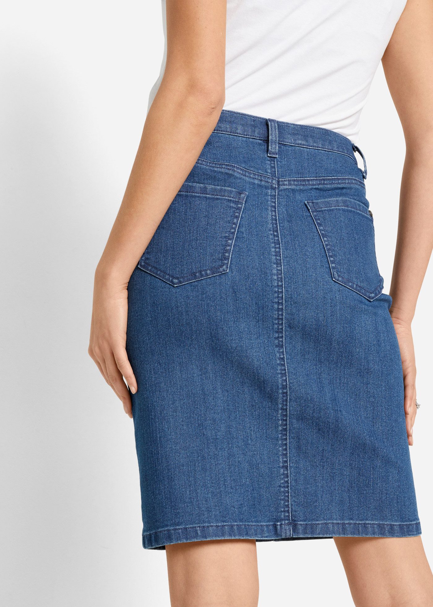 bonprix Jeansrock aus elastischem Material, körpernahe Passform, unifarben