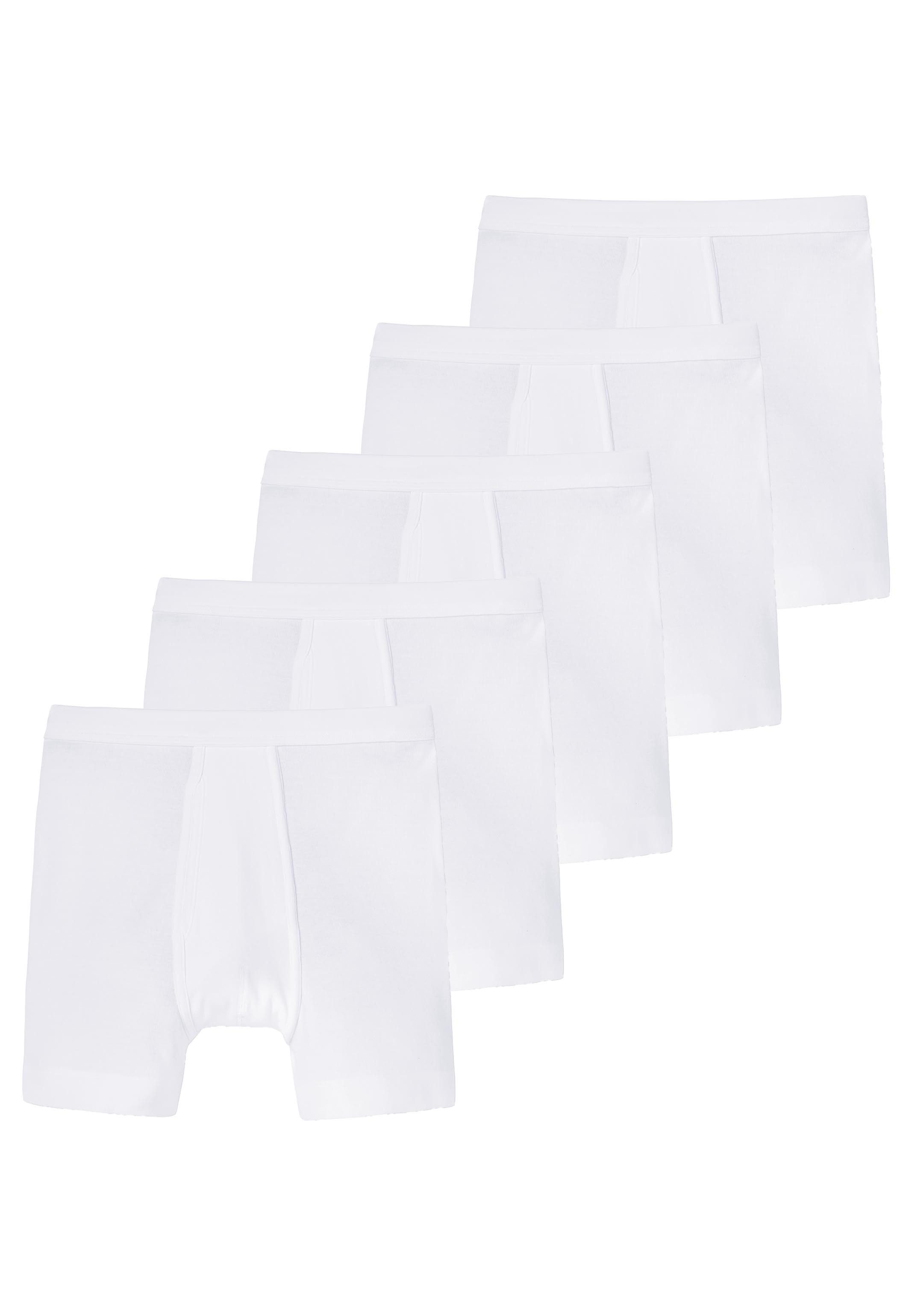 Schiesser Retro Boxer 5er Pack Essentials Feinripp (Spar-Set, 5-St) Long Short / Pant - Baumwolle - mit Eingriff - Atmungsaktiv