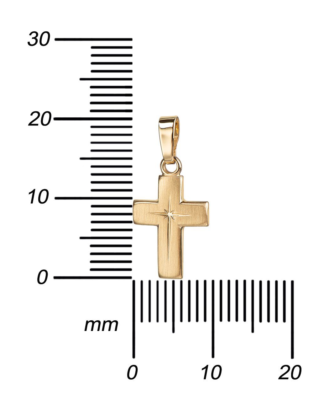 JEVELION Kreuzkette kleiner Kreuzanhänger Kette Germany wählbar vergoldet- 36 - 70 (Goldkreuz, ohne Damen cm 750 oder Kinder), Gold für Mit - Kette. Made und in Länge