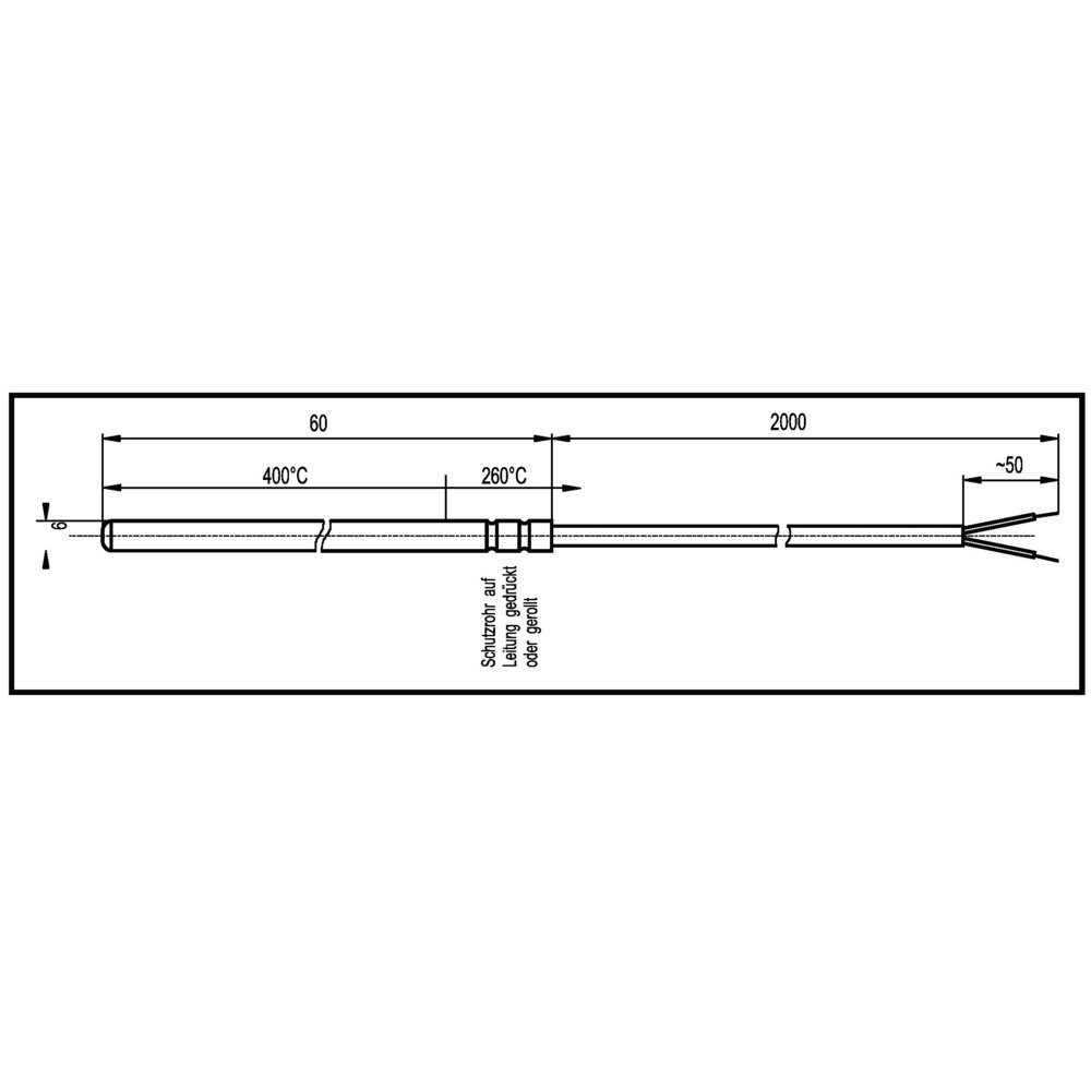 Sensor Enda Temperatursensor K1-PT100-6x60-2M Fühler-Typ Pt100 Messbereich T