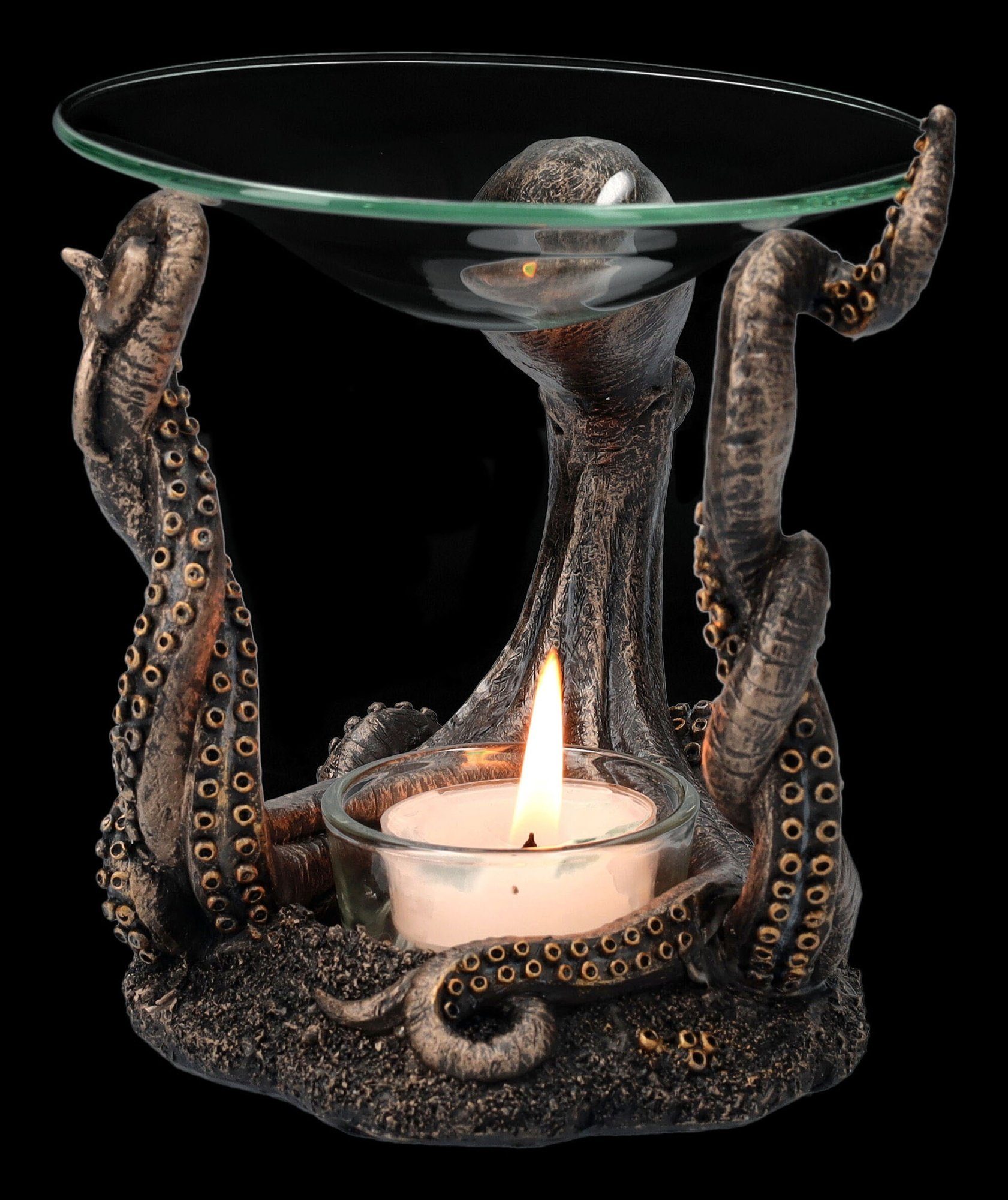 Figuren Shop GmbH Duftlampe Duftlampe - Oktopus mit Glasschale - Dekoration Tierfigur Raumduft
