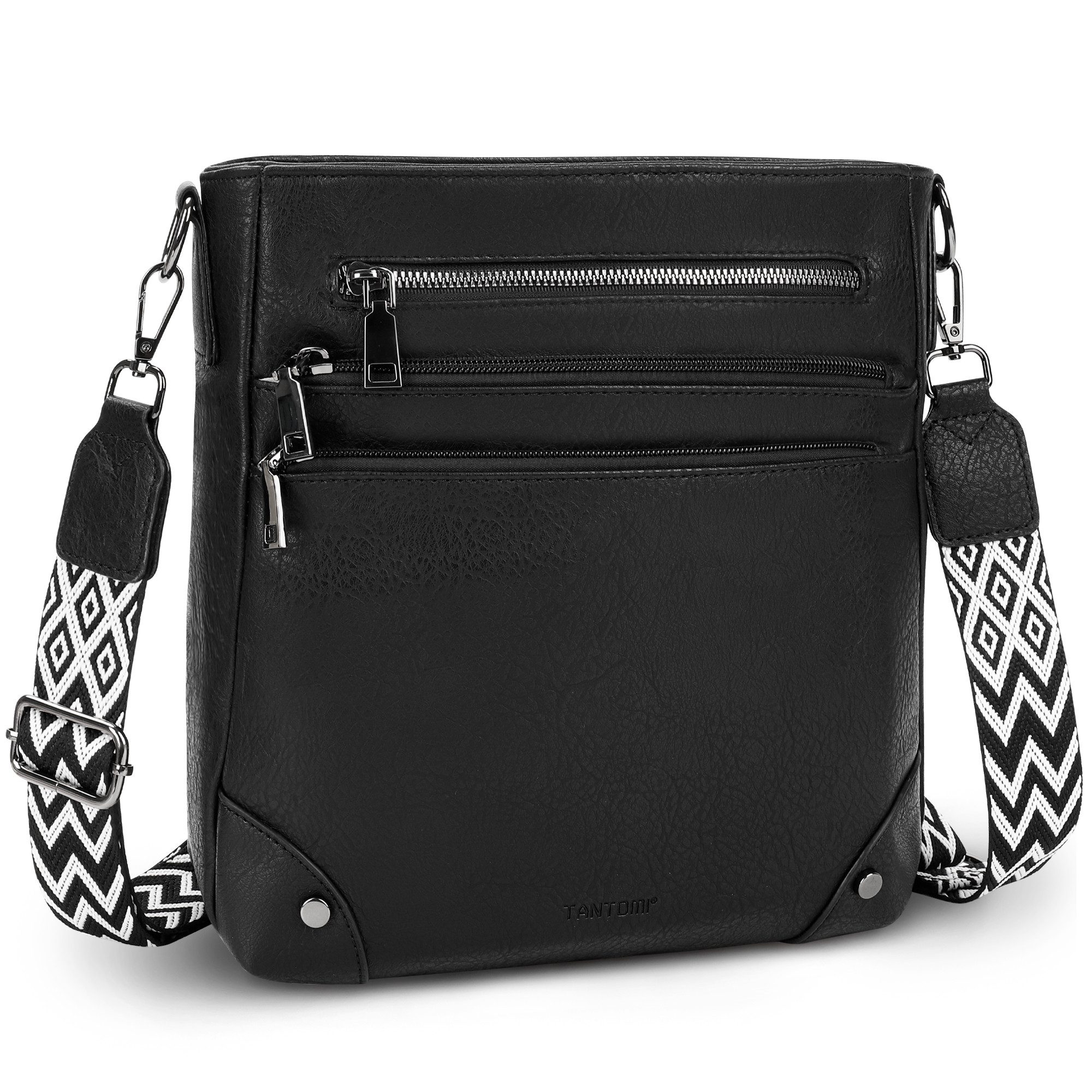 TAN.TOMI Umhängetasche Damen Mittelgroß Schultertasche Mehrere Taschen Crossbody Bag, Mit Verstellbarem Gurt für Schule Arbeit Reisen Ausflug Einkauf