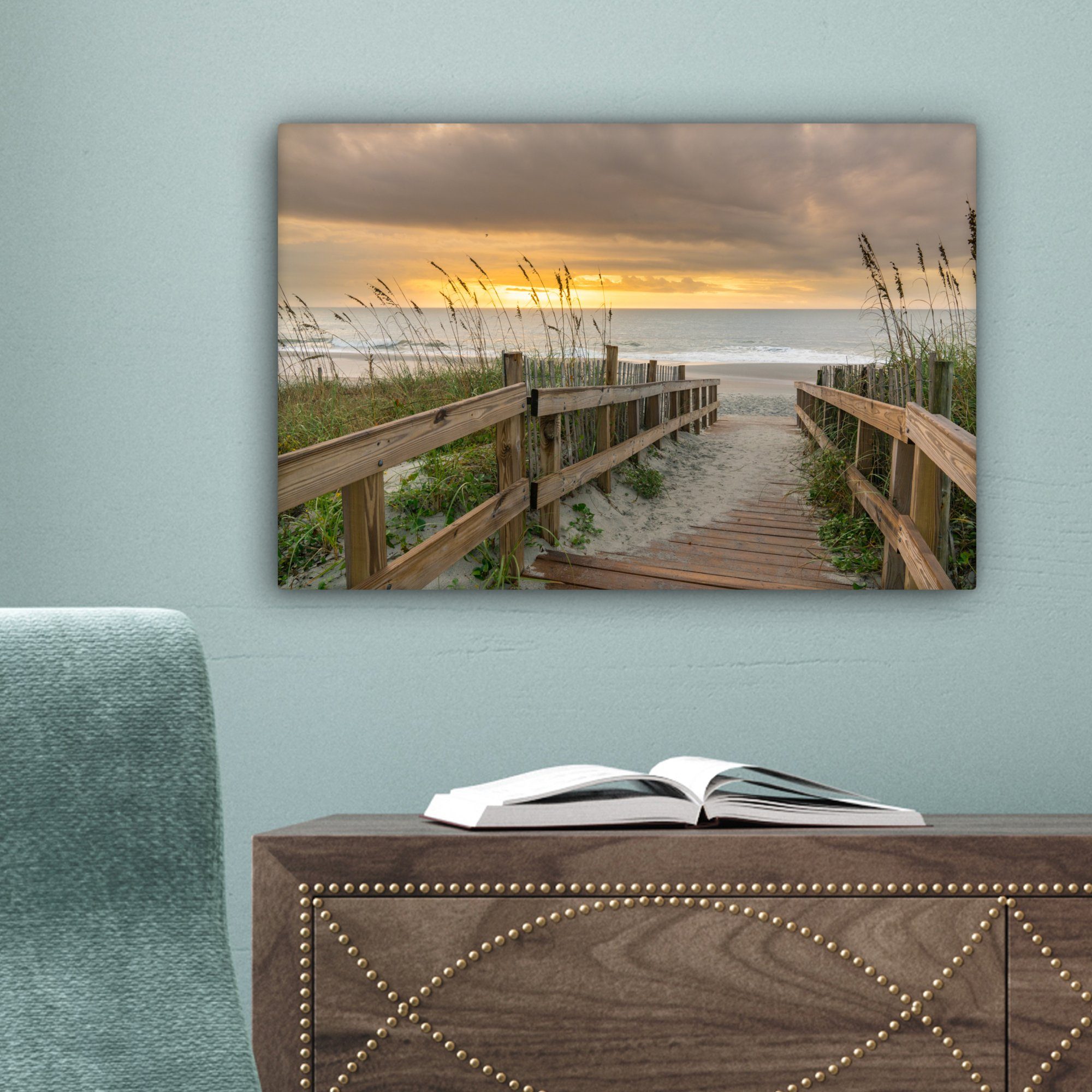 OneMillionCanvasses® Leinwandbild Strand - Meer - Düne - Weg, Fotodruck (1 St), Leinwand Bilder Klein, Wand Dekoration Aesthetic 30x20 cm – Bild 5 von 5