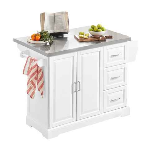 SoBuy Küchenwagen FKW41, Küchenschrank Sideboard Kücheninsel mit erweiterbarer Arbeitsfläche