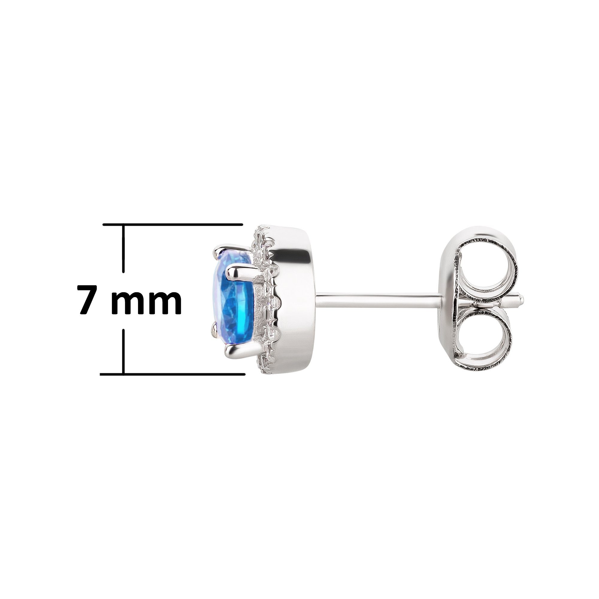 Schöner-SD Paar Ohrstecker Silberohrringe rund 7mm mit Zirkonia Kristall fa günstig online kaufen