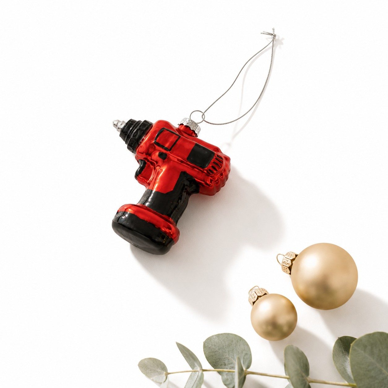 Wurm Christbaumschmuck Christbaumschmuck Bohrmaschine aus Glas Rot 9 cm Weihnachtsdeko, handbemalt
