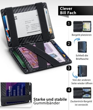 TEEHON Brieftasche Kohlefaser-Geldbörse für Männer, Flip Velcro RFID Barrier Wallet, schlankes, flaches Design