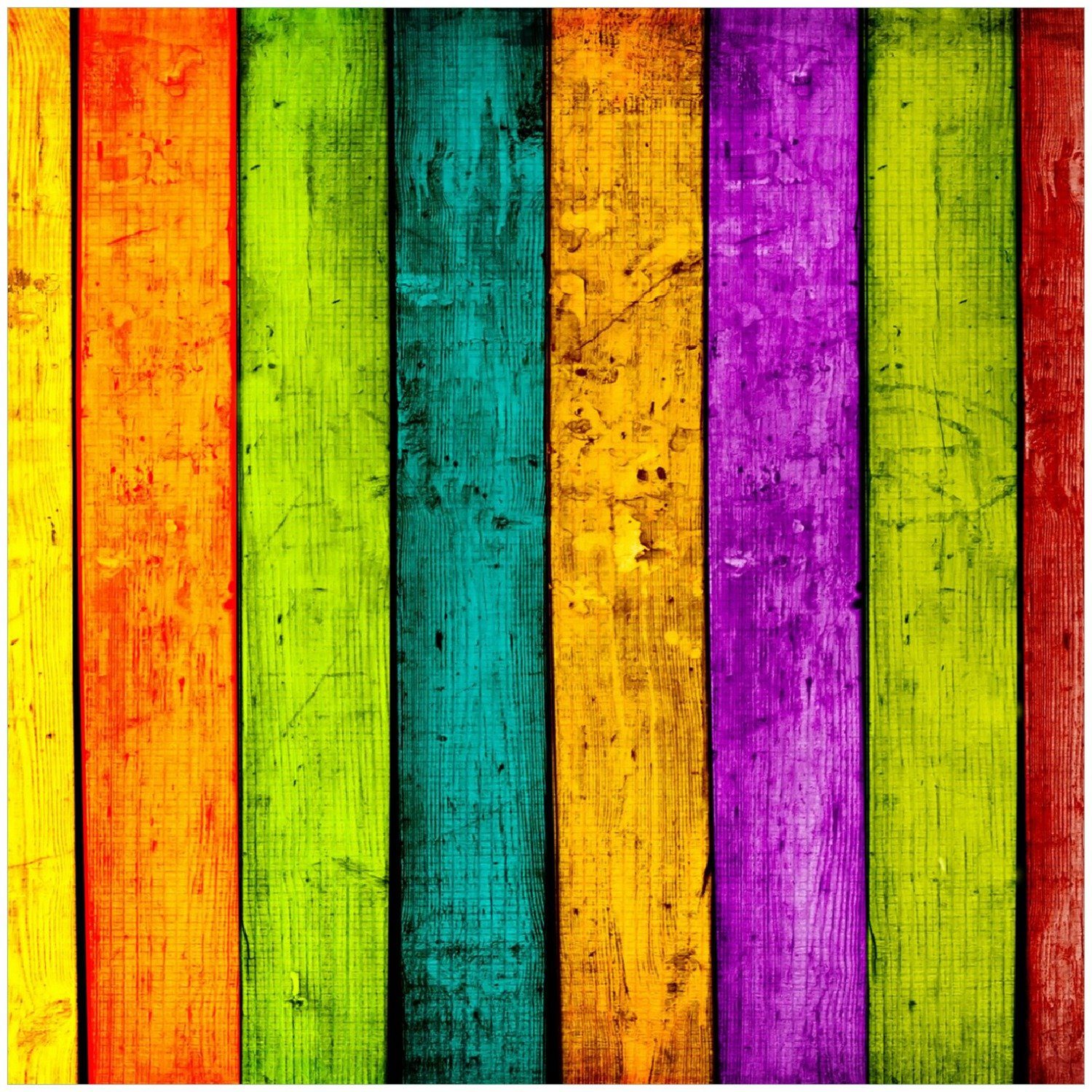Wallario Memoboard Buntes Holz - bunte Streifen mit Farbe und Holzstruktur