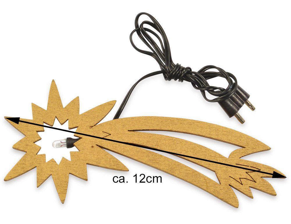 RIFFELMACHER & WEINBERGER Krippen-Zubehör LED Komet aus Holz 12cm 4.5V 78296, Gold - Bethlehem Stern (1 St)
