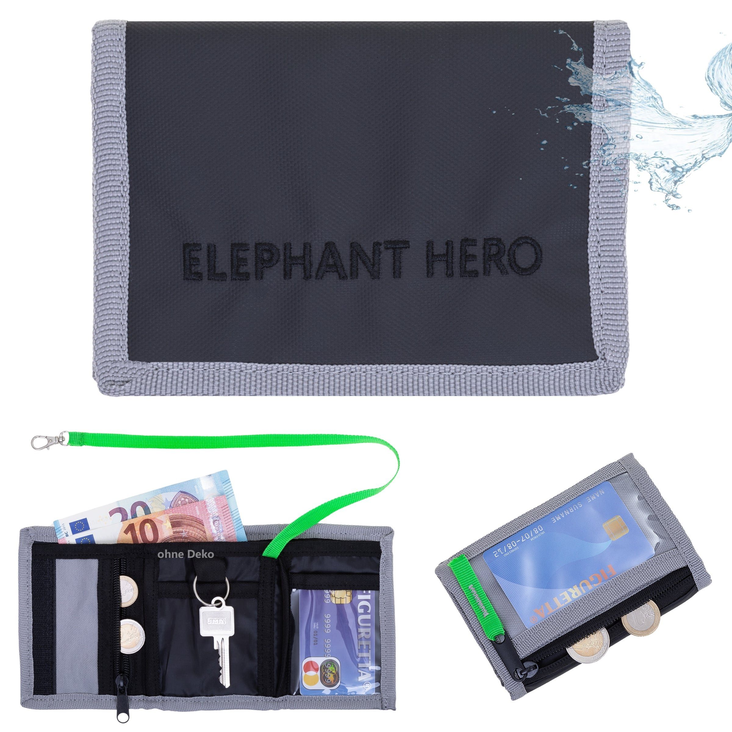 ELEPHANT Geldbörse Mädchen Jungen Hero Signature, Wallet Klettbörse Schülerbörse Schlüsselring Ausweisfach