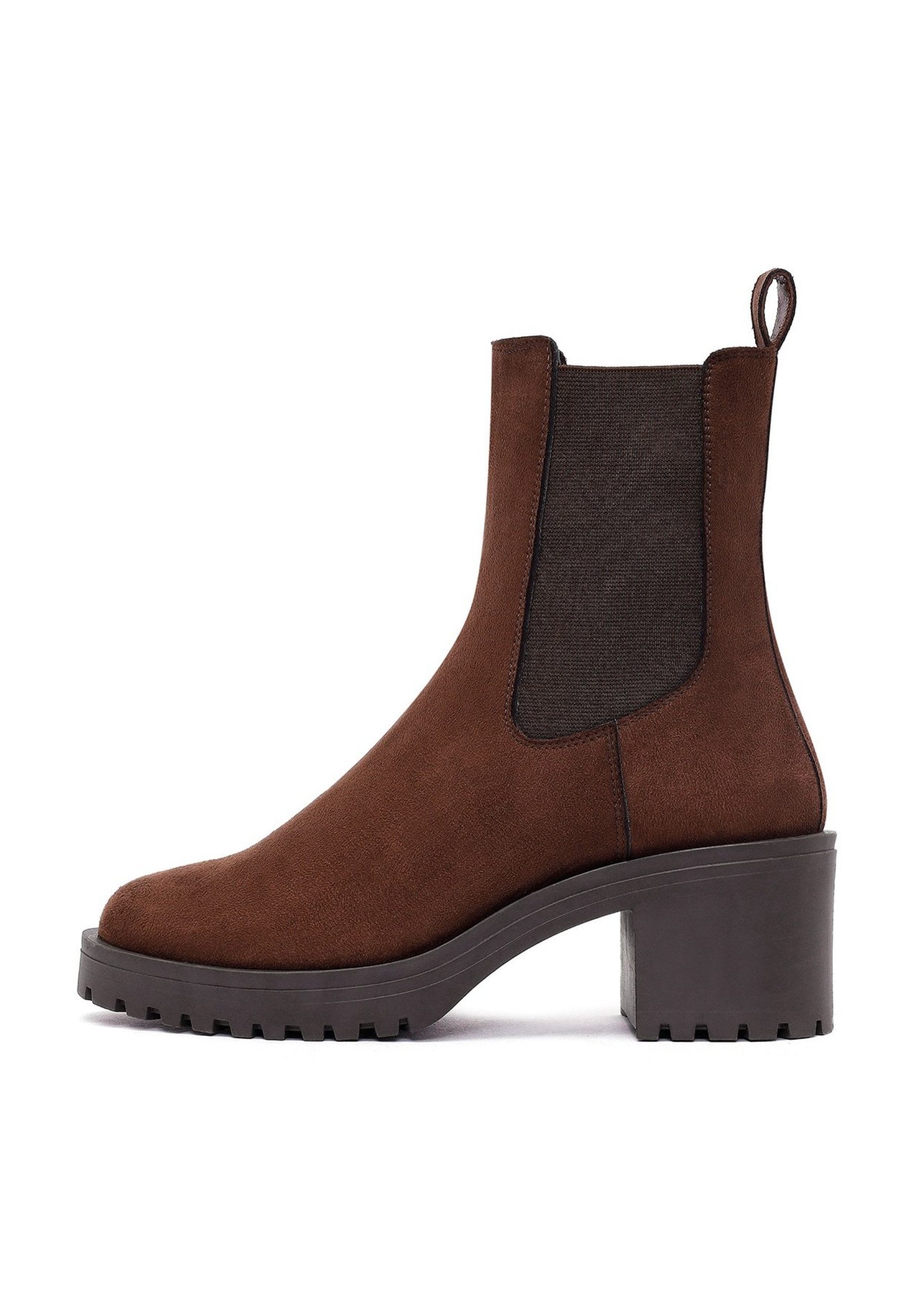 Derimod Chelsea-Absatzstiefel aus Kunstleder Chelseaboots Textilfutter, Thermosohle, Absatz 6,5 cm