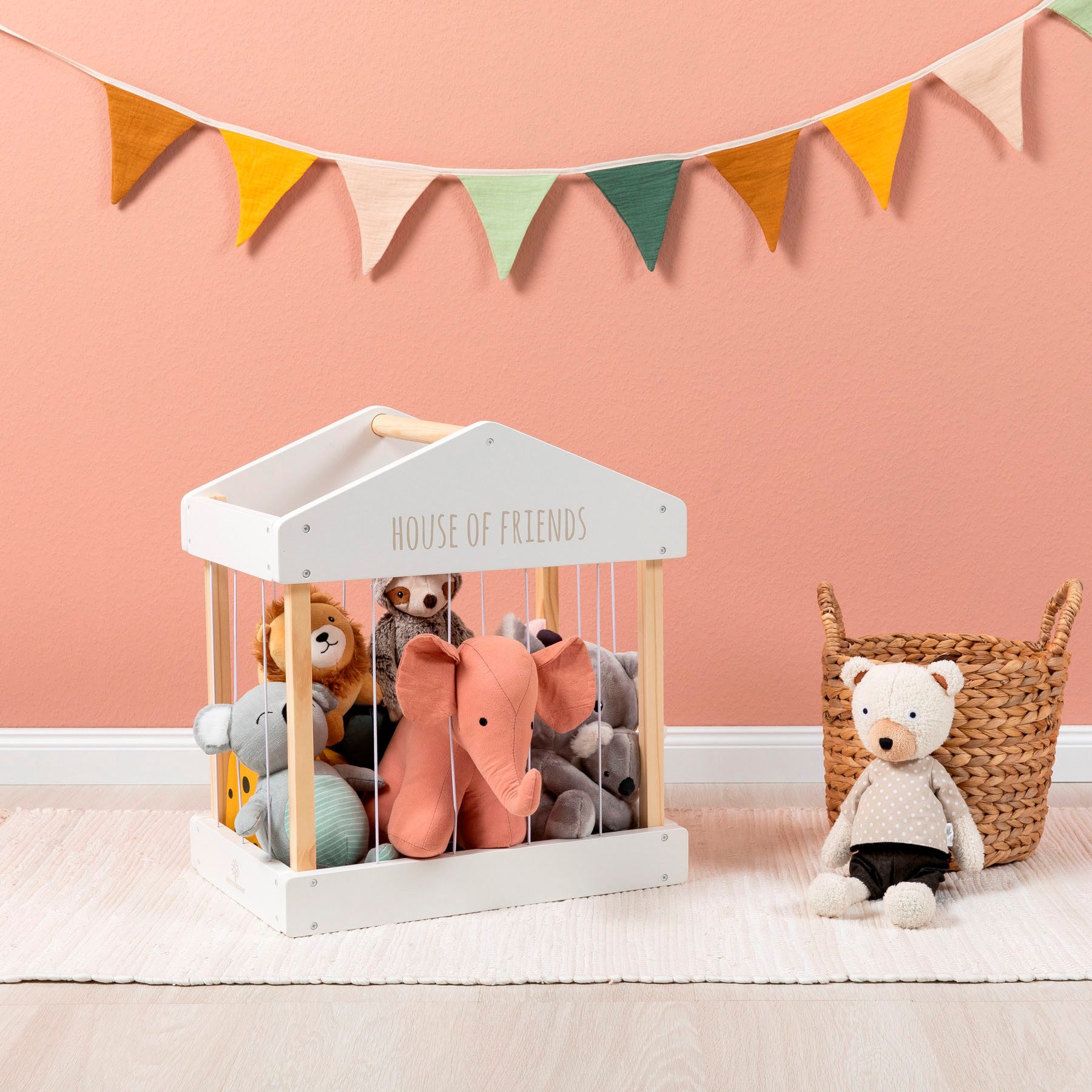 MUSTERKIND® Aufbewahrungsbox Plüschtier-BoxHouse of Friends, weiß/natur, günstig online kaufen