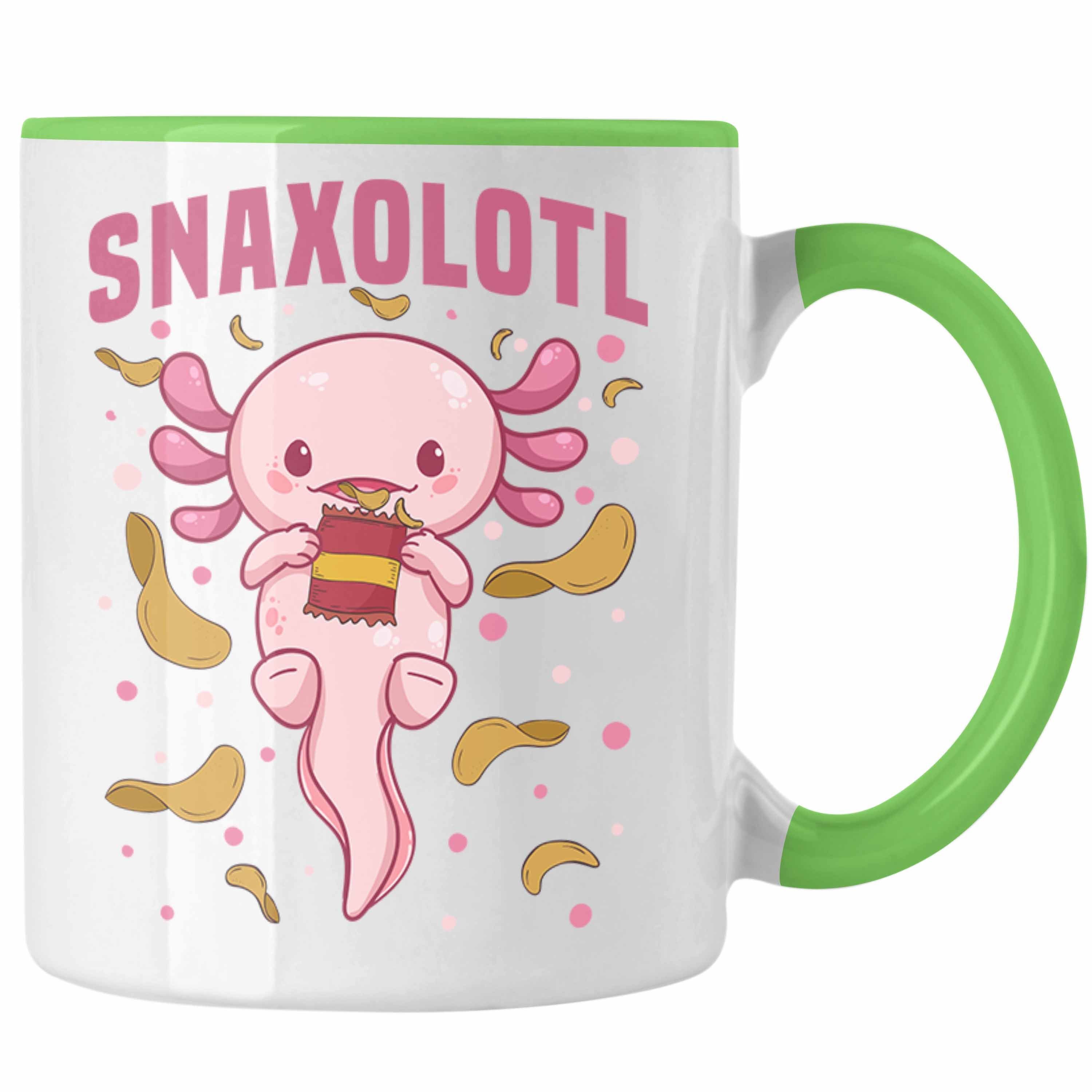 für Geschenk Tasse Trendation Snaxolotl - Grün Tasse Schwanzlurch-Liebhaber Axolotl Trendation